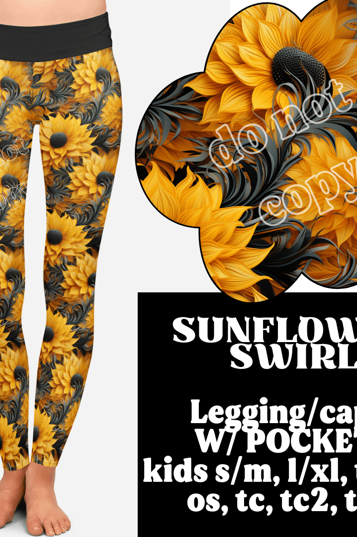 SUNFLOWER SWIRL - B87 - LEGGING/CAPRI-Stay Foxy Boutique, Florissant, Missouri