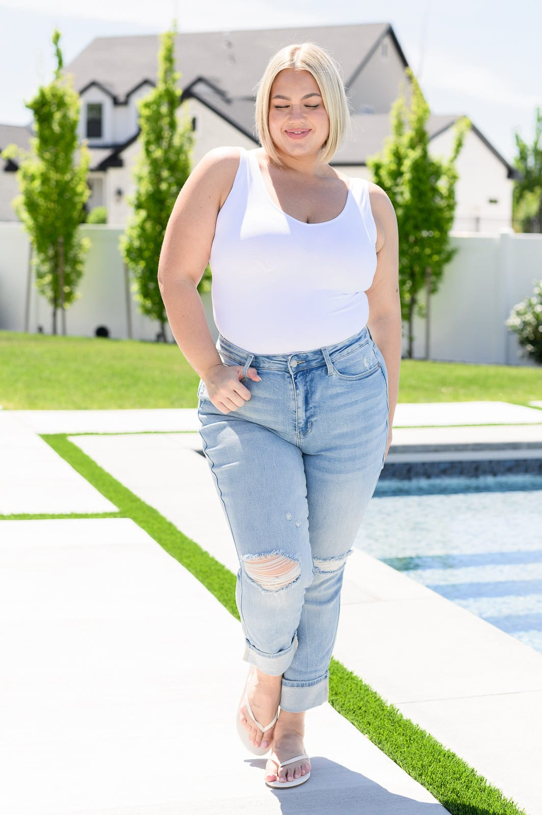 Sam Mid Rise Star Pocket Boyfriend Jeans-Womens-Stay Foxy Boutique, Florissant, Missouri