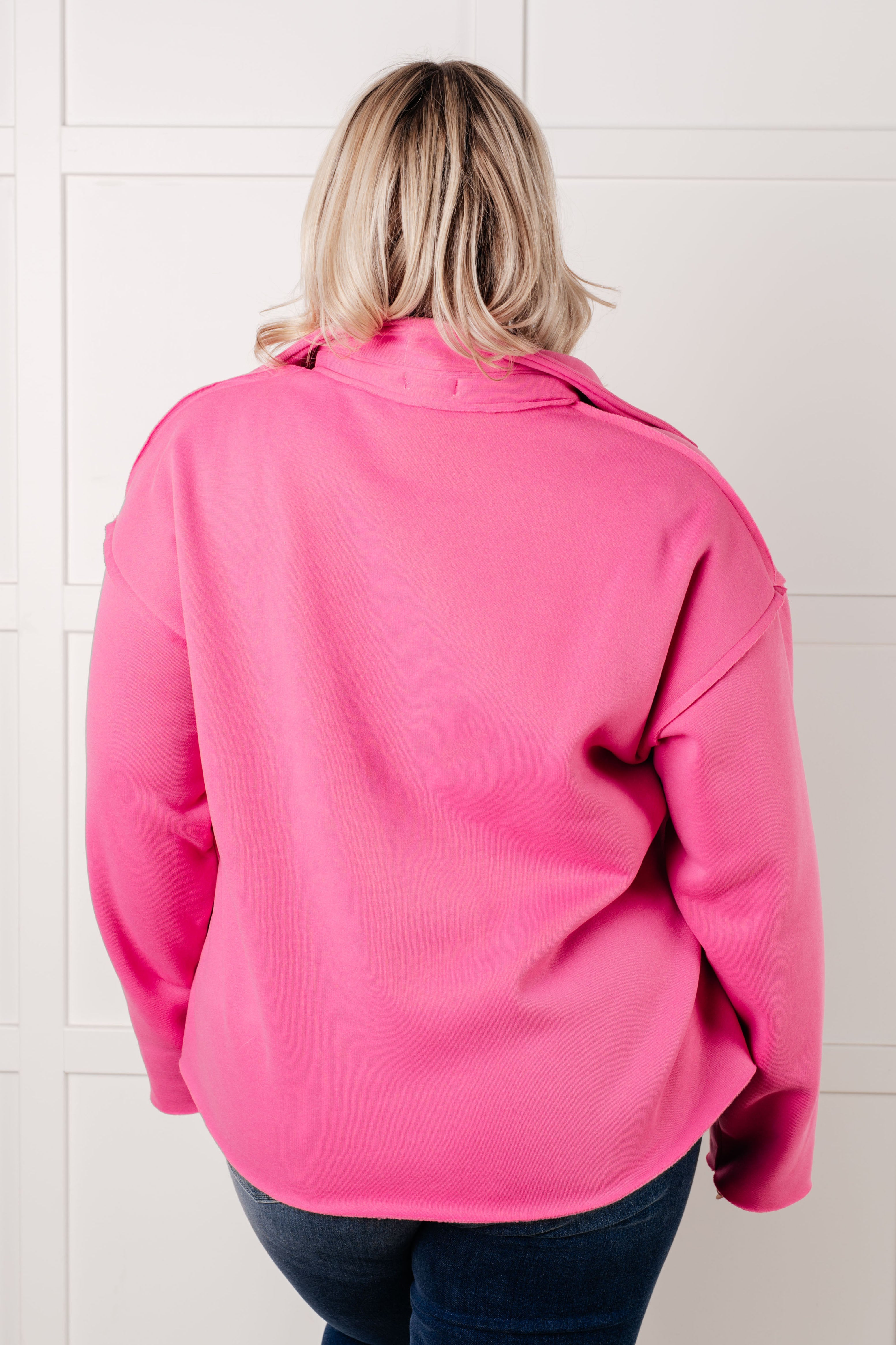 Same Ol' Situation Collared Pullover in Hot Pink-Tops-Stay Foxy Boutique, Florissant, Missouri
