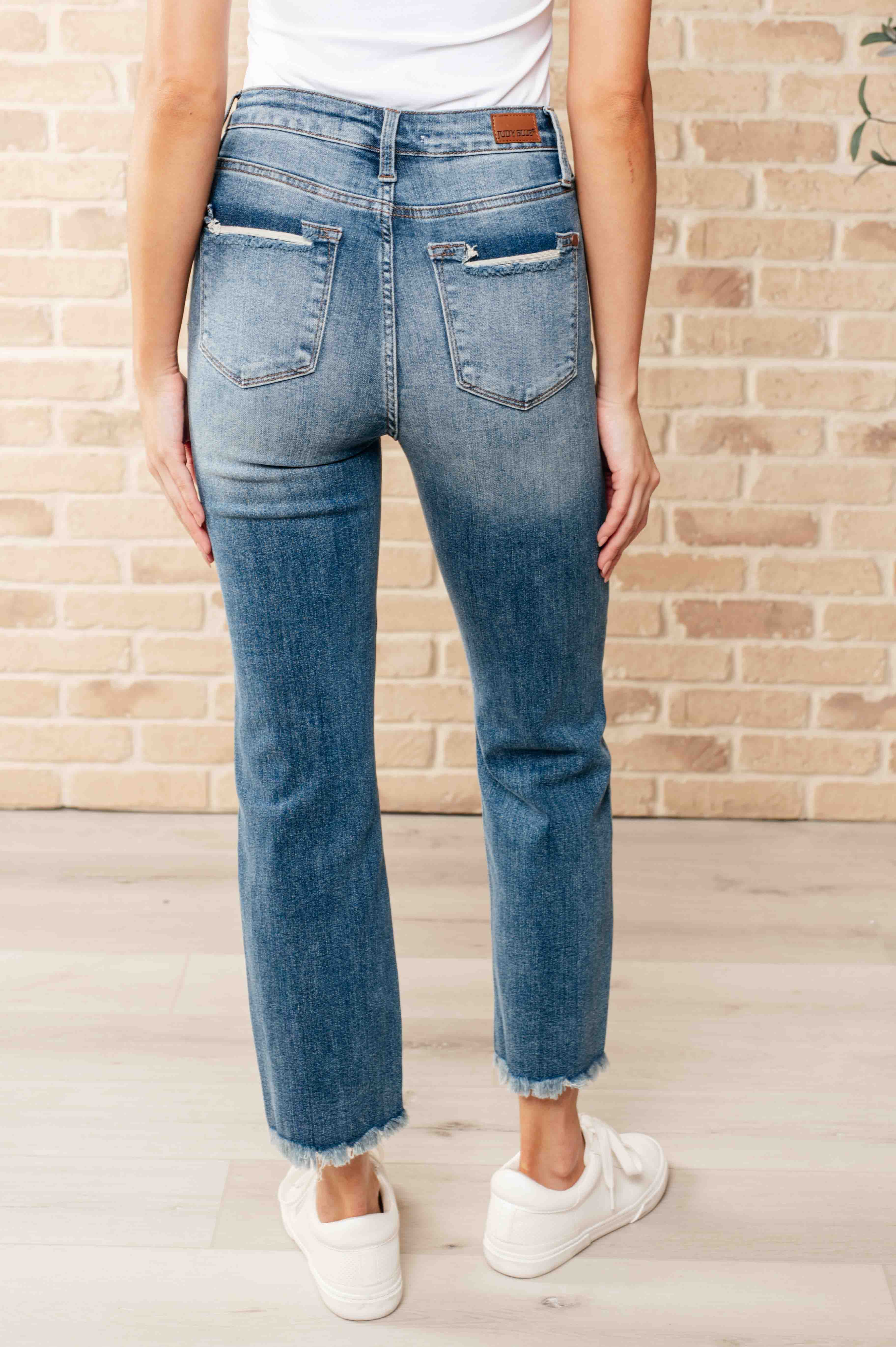Sammy High Waist Distressed Crop Straight Leg Jeans-Womens-Stay Foxy Boutique, Florissant, Missouri