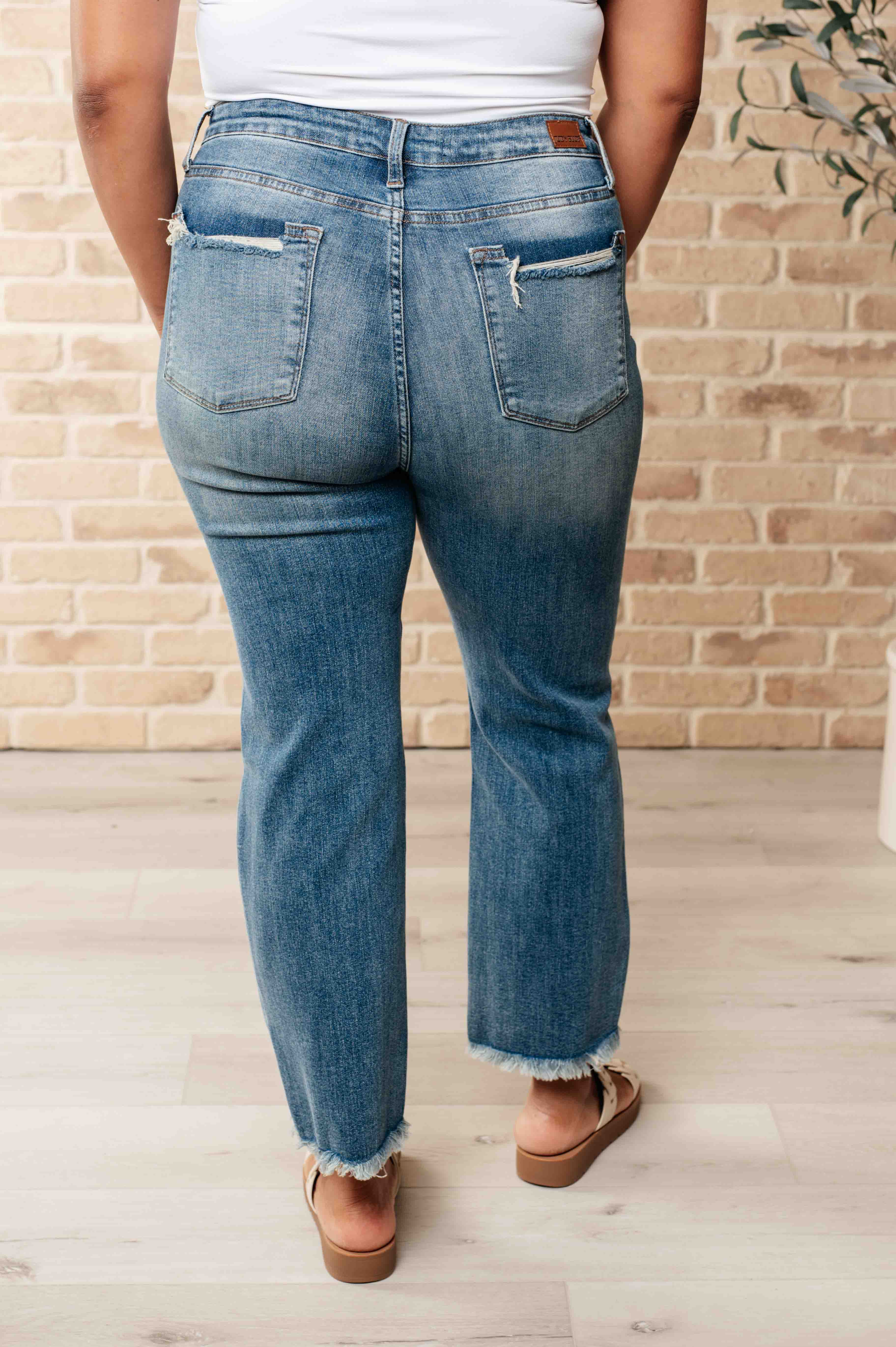 Sammy High Waist Distressed Crop Straight Leg Jeans-Womens-Stay Foxy Boutique, Florissant, Missouri