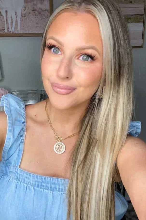 Paperclip Chain Radiant Initial Necklace-Womens-Stay Foxy Boutique, Florissant, Missouri