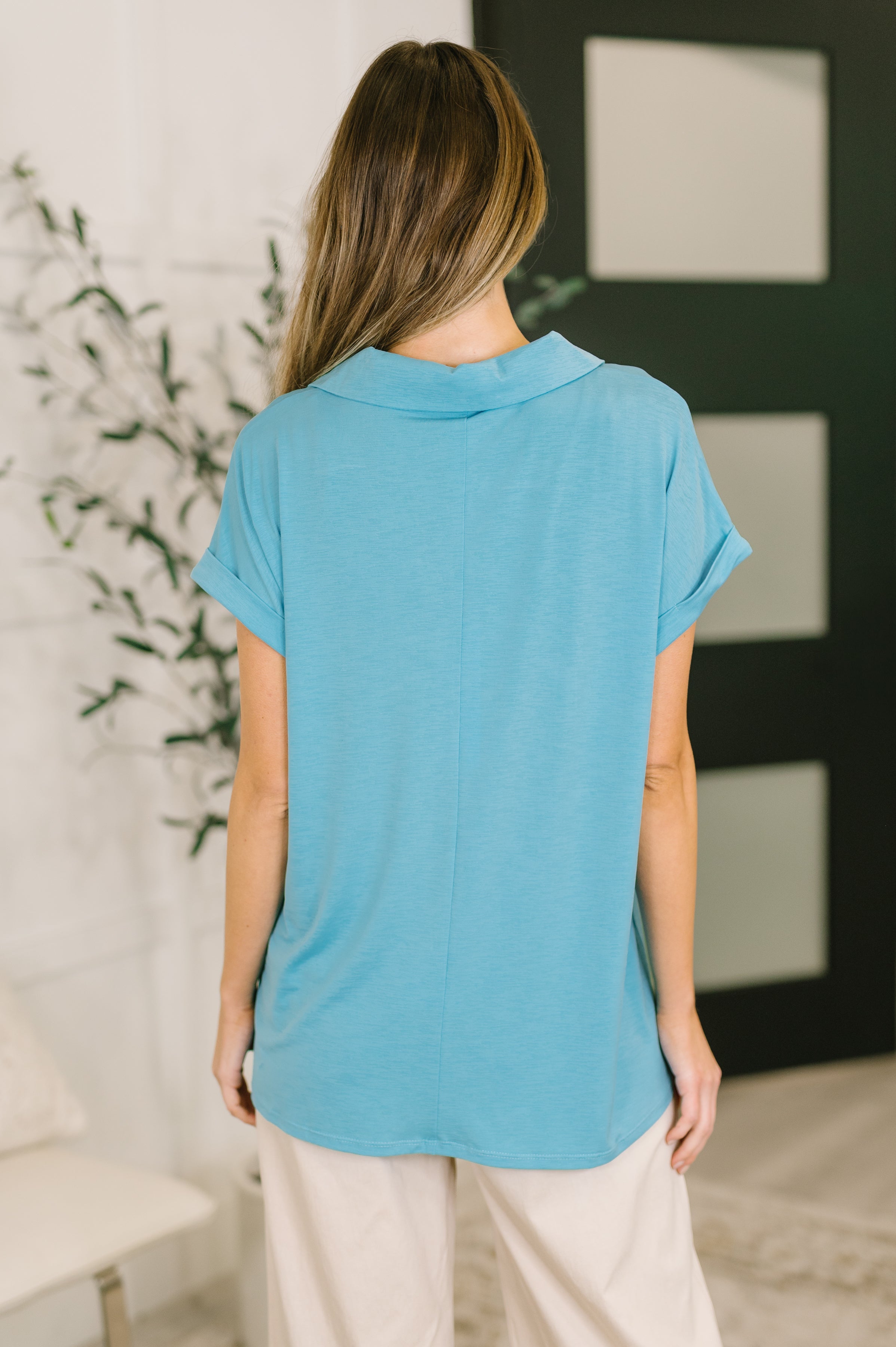 Sea You Soon Collared Top in Costal Blue-Womens-Stay Foxy Boutique, Florissant, Missouri