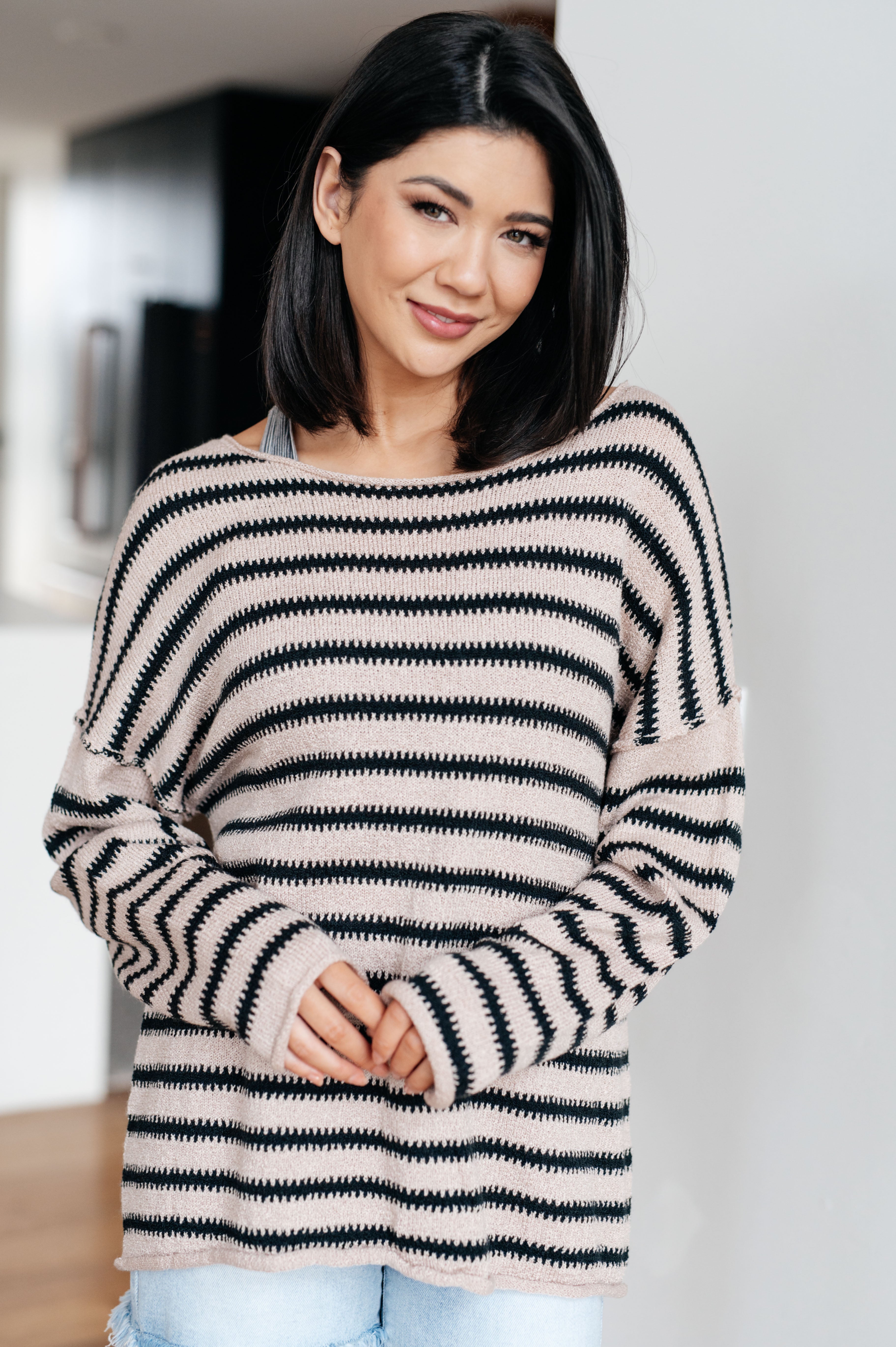 Self Assured Striped Sweater-Tops-Stay Foxy Boutique, Florissant, Missouri