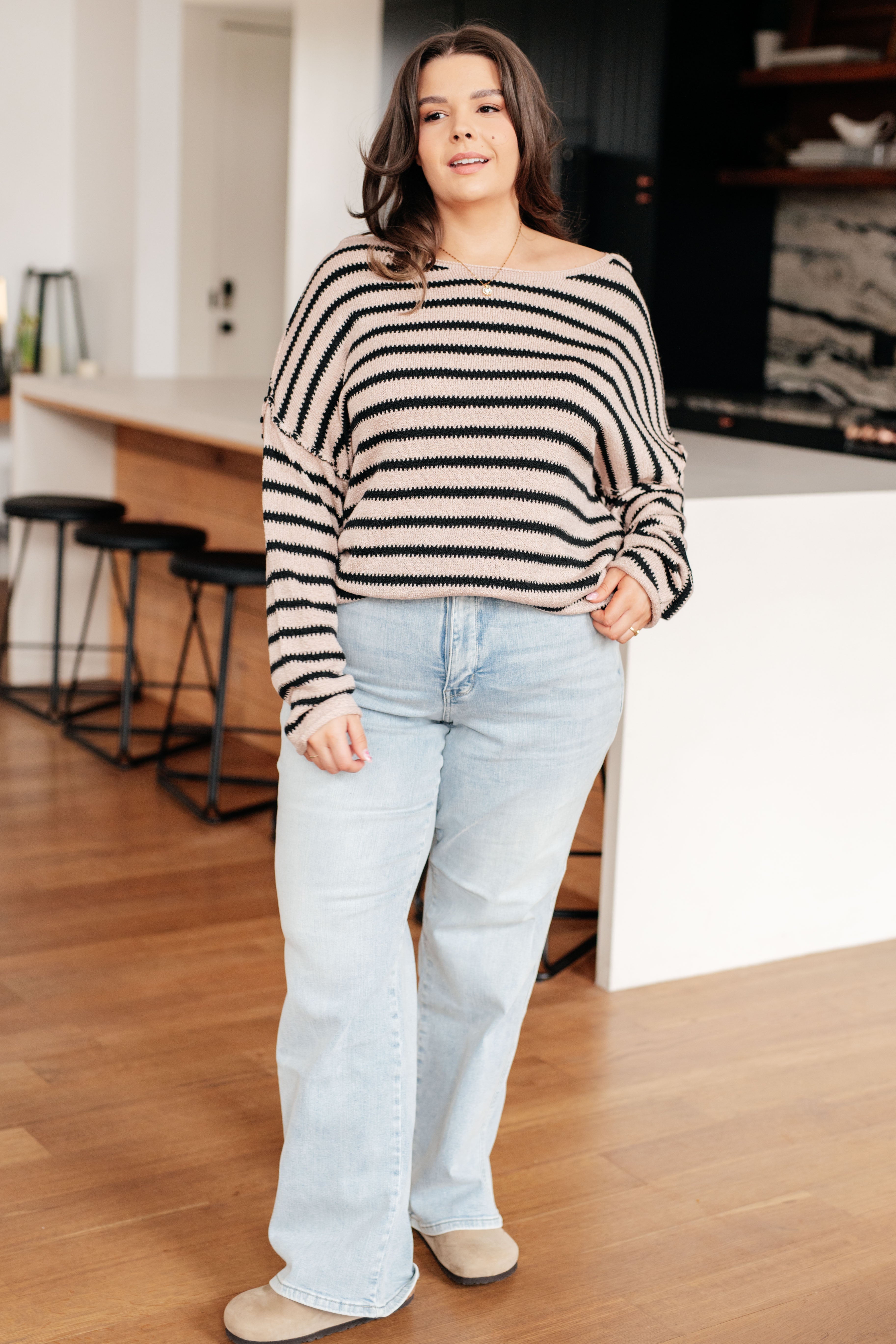 Self Assured Striped Sweater-Tops-Stay Foxy Boutique, Florissant, Missouri