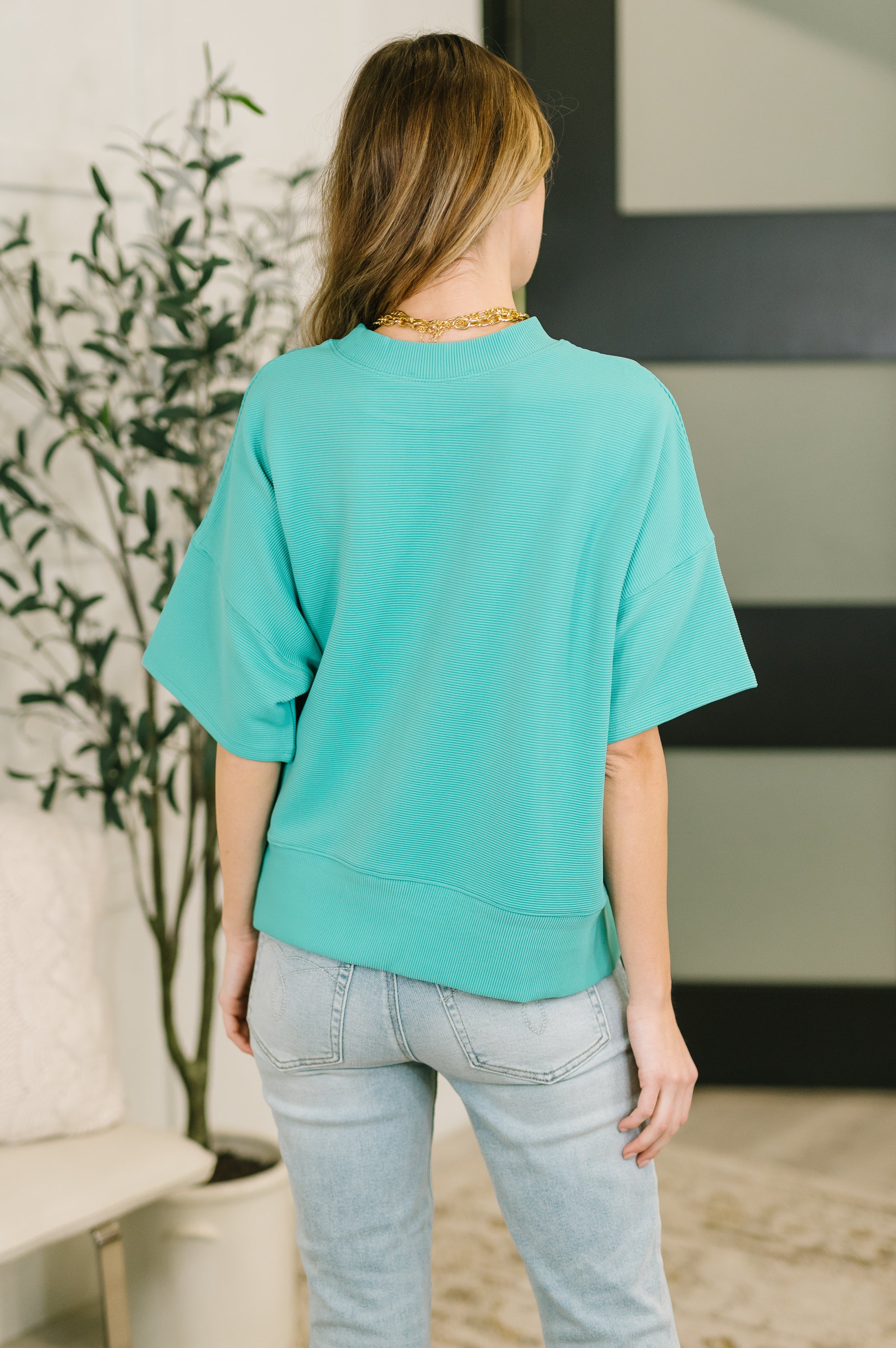 Sense of Clarity Boxy Top in Turquoise-Womens-Stay Foxy Boutique, Florissant, Missouri