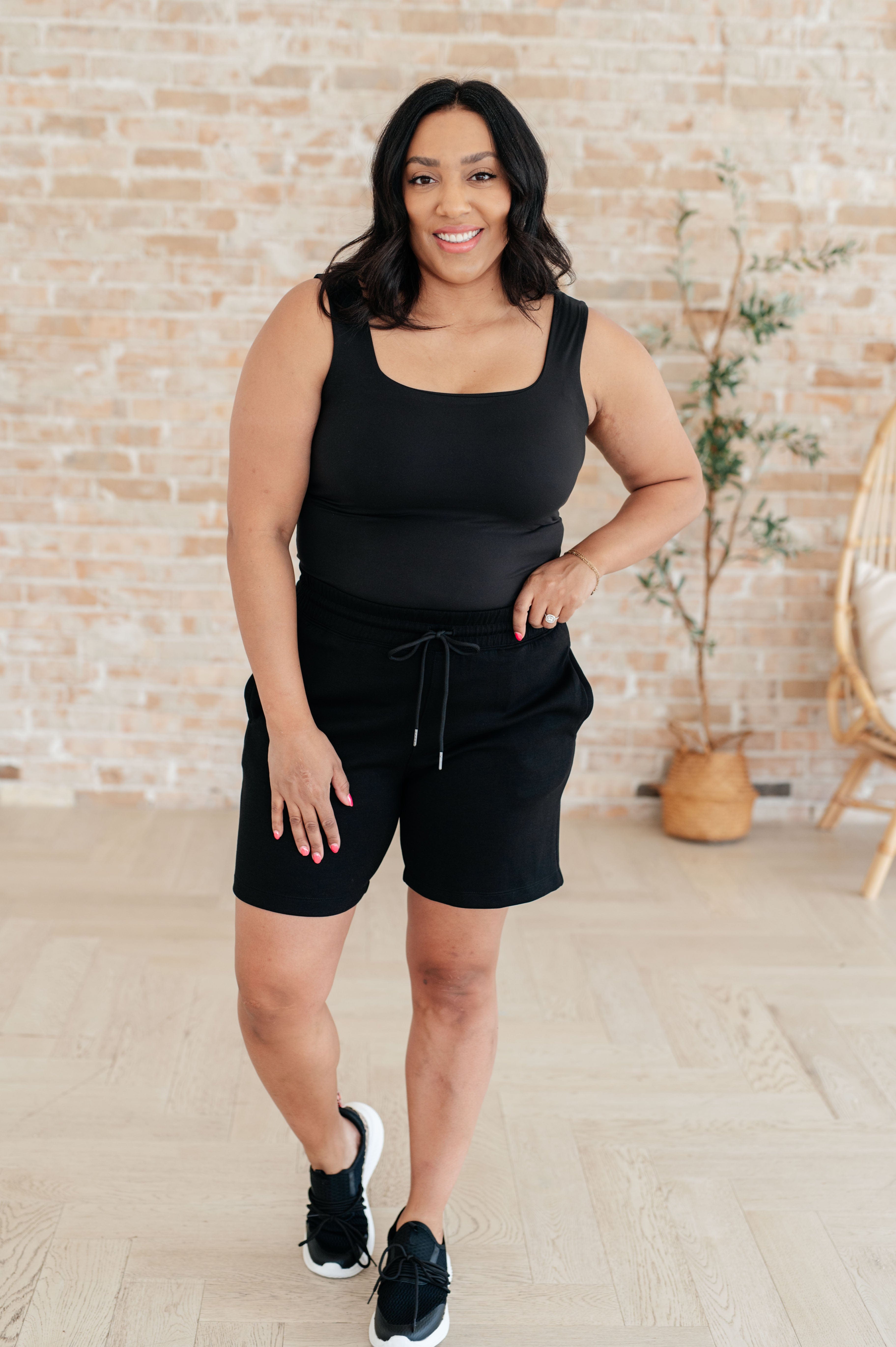 Settle In Dad Shorts in Black-Athleisure-Stay Foxy Boutique, Florissant, Missouri