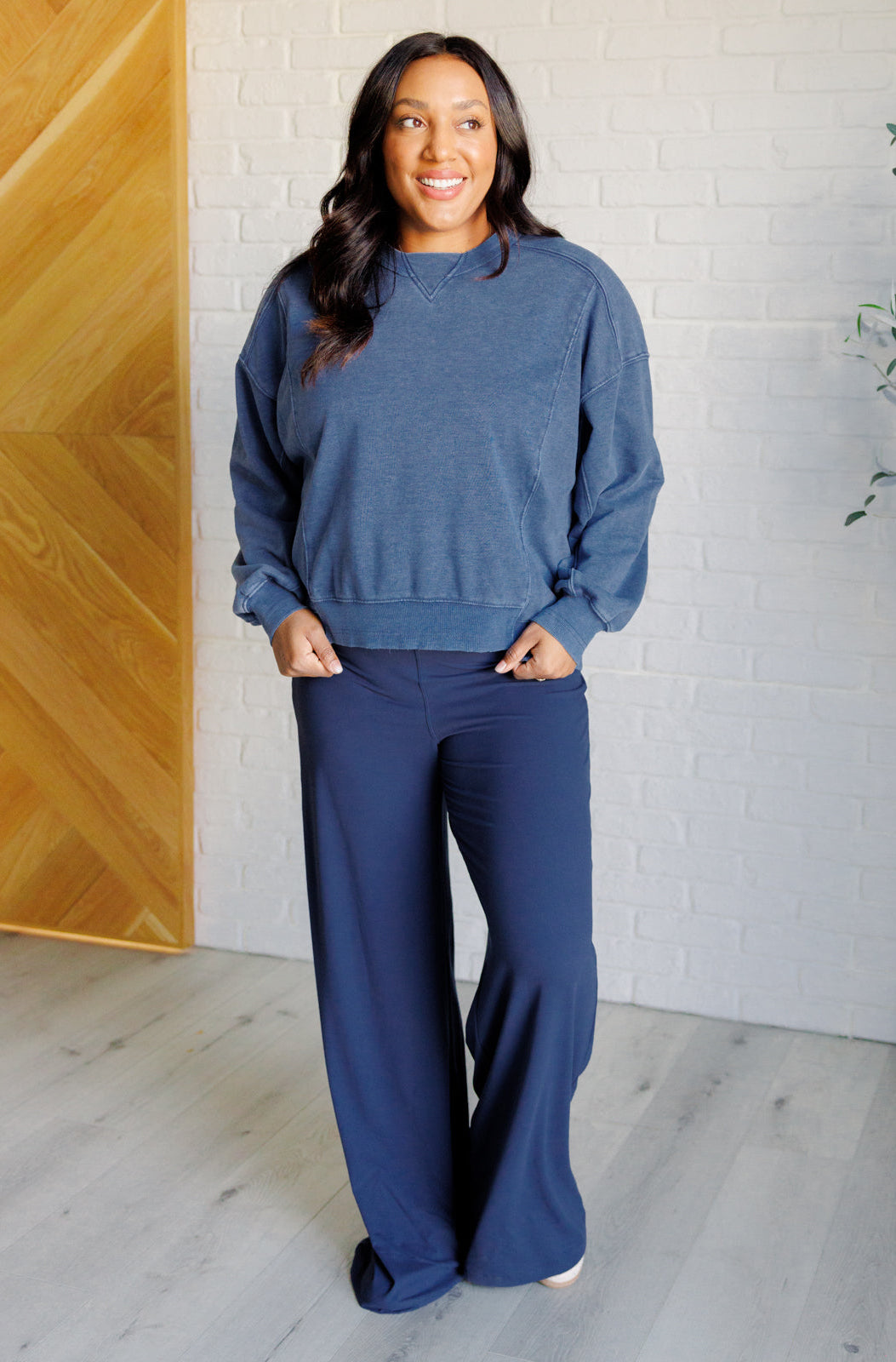 Shavasana Everyday Wide Leg Jumpsuit in Navy-Jumpsuits & Rompers-Stay Foxy Boutique, Florissant, Missouri
