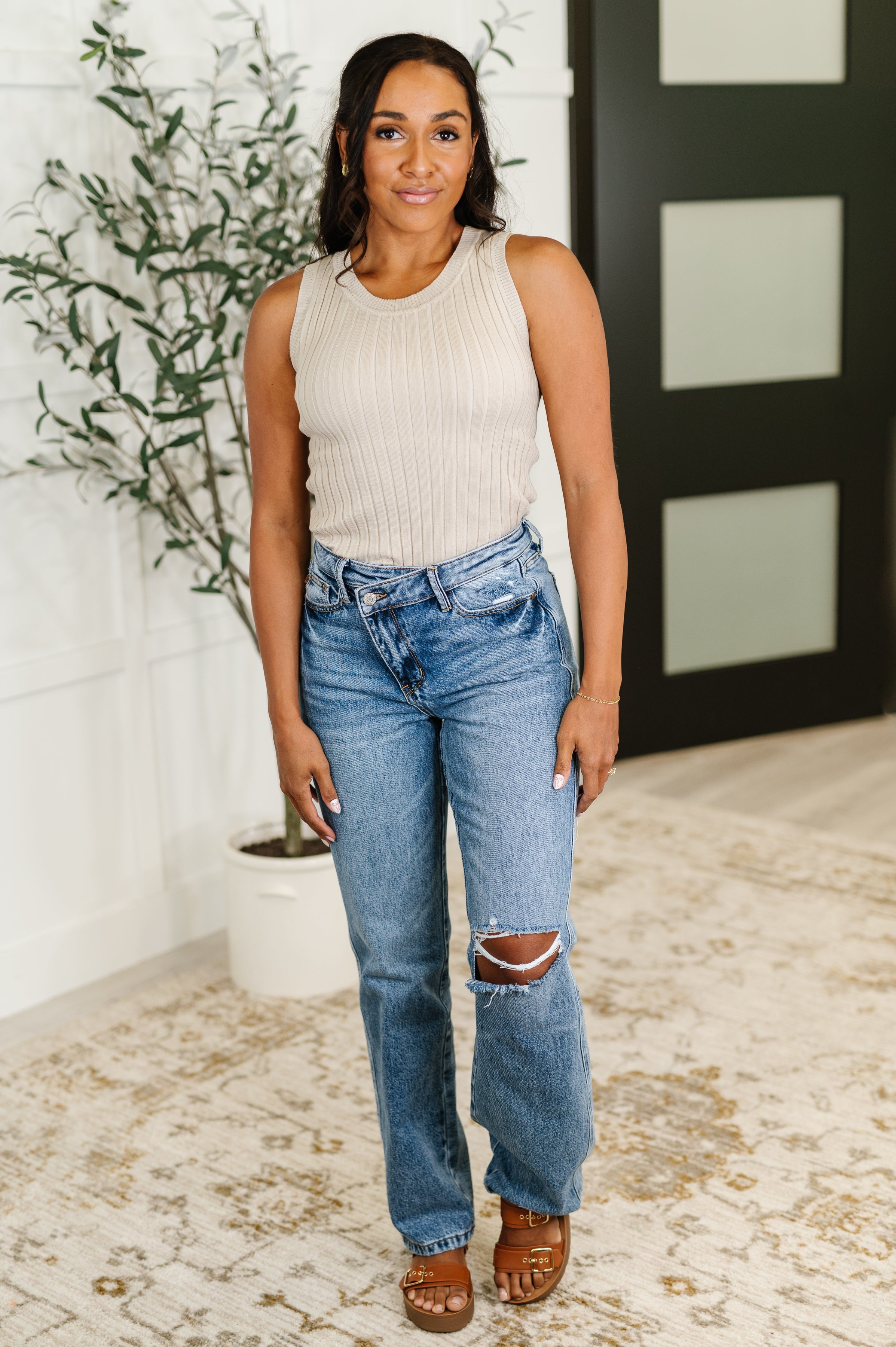 She's Exceptional Ribbed Crew Neck Tank Top-Tops-Stay Foxy Boutique, Florissant, Missouri