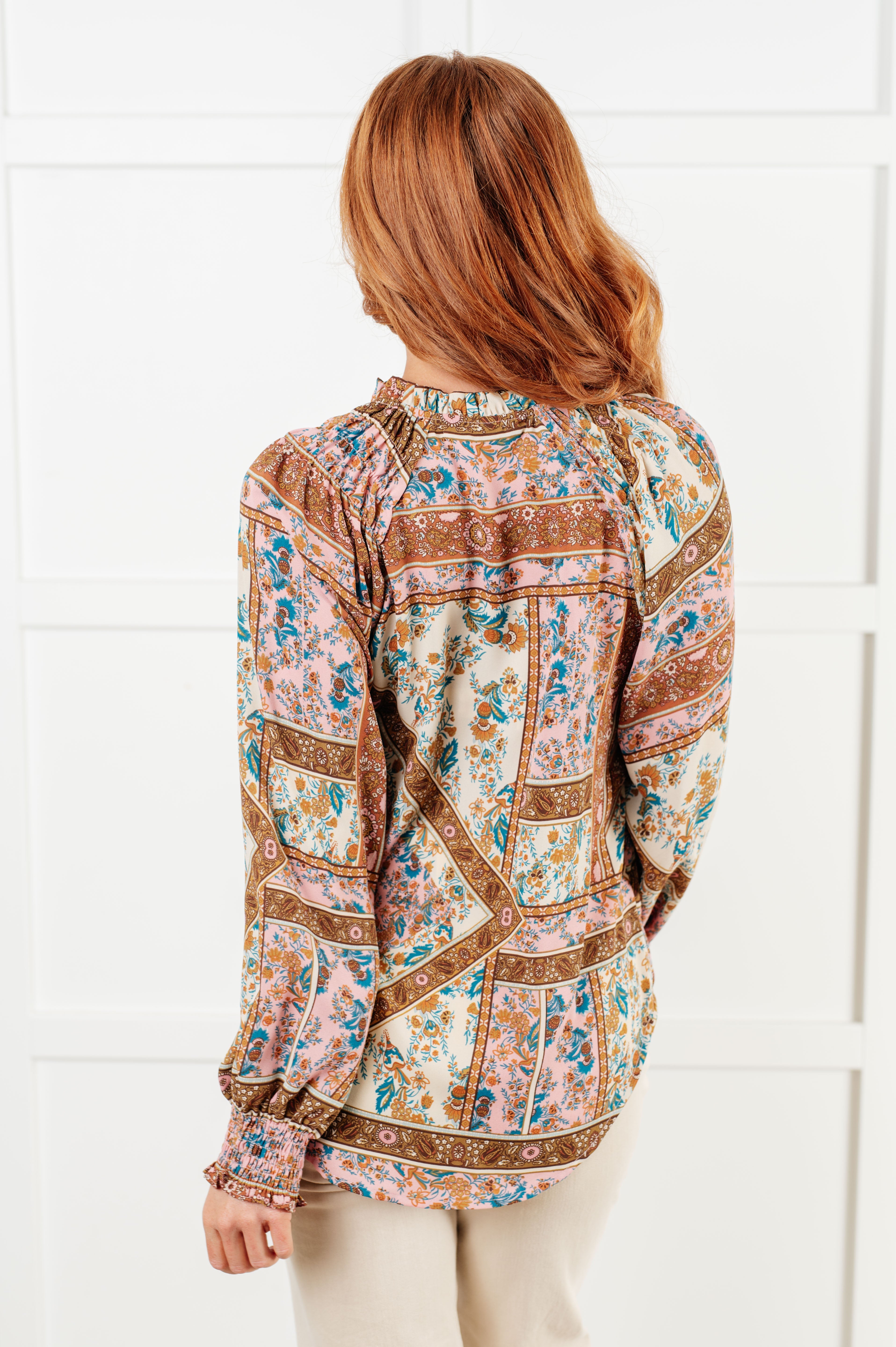 Show and Tell Mixed Print Peasant Blouse-Blouses-Stay Foxy Boutique, Florissant, Missouri