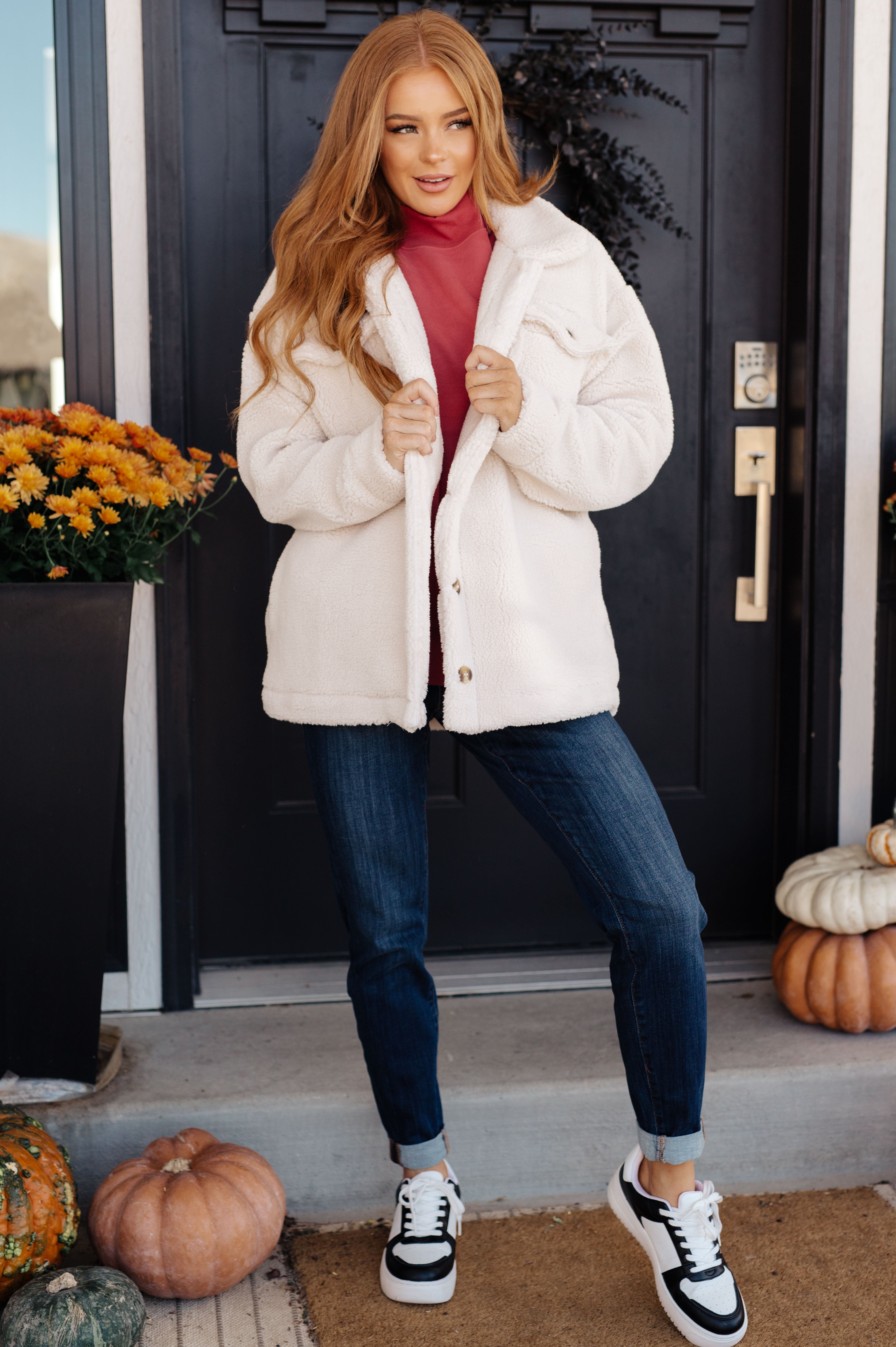 Shrouded in Sherpa Coat in White-Layers-Stay Foxy Boutique, Florissant, Missouri