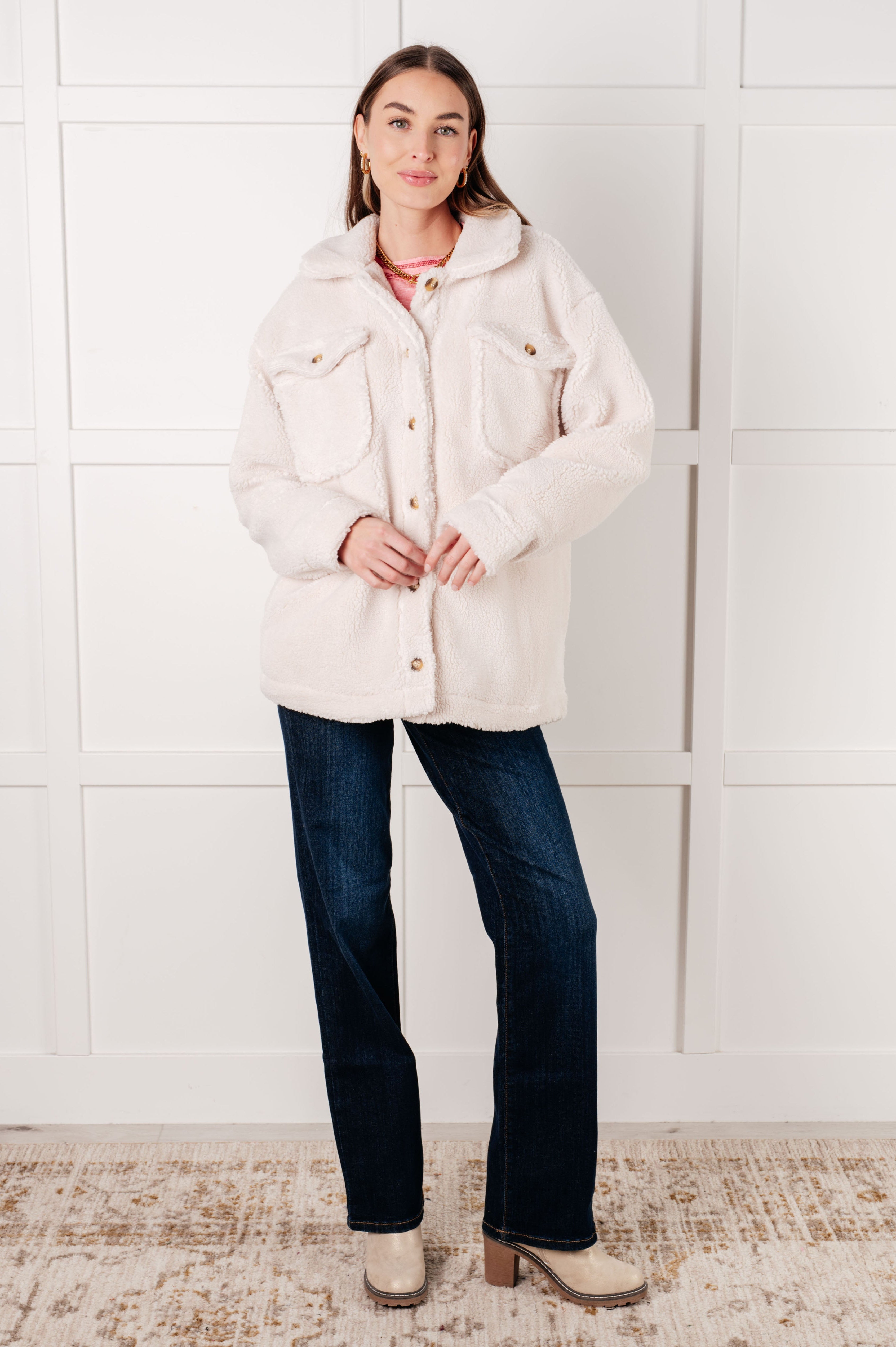 Shrouded in Sherpa Coat in White-Layers-Stay Foxy Boutique, Florissant, Missouri