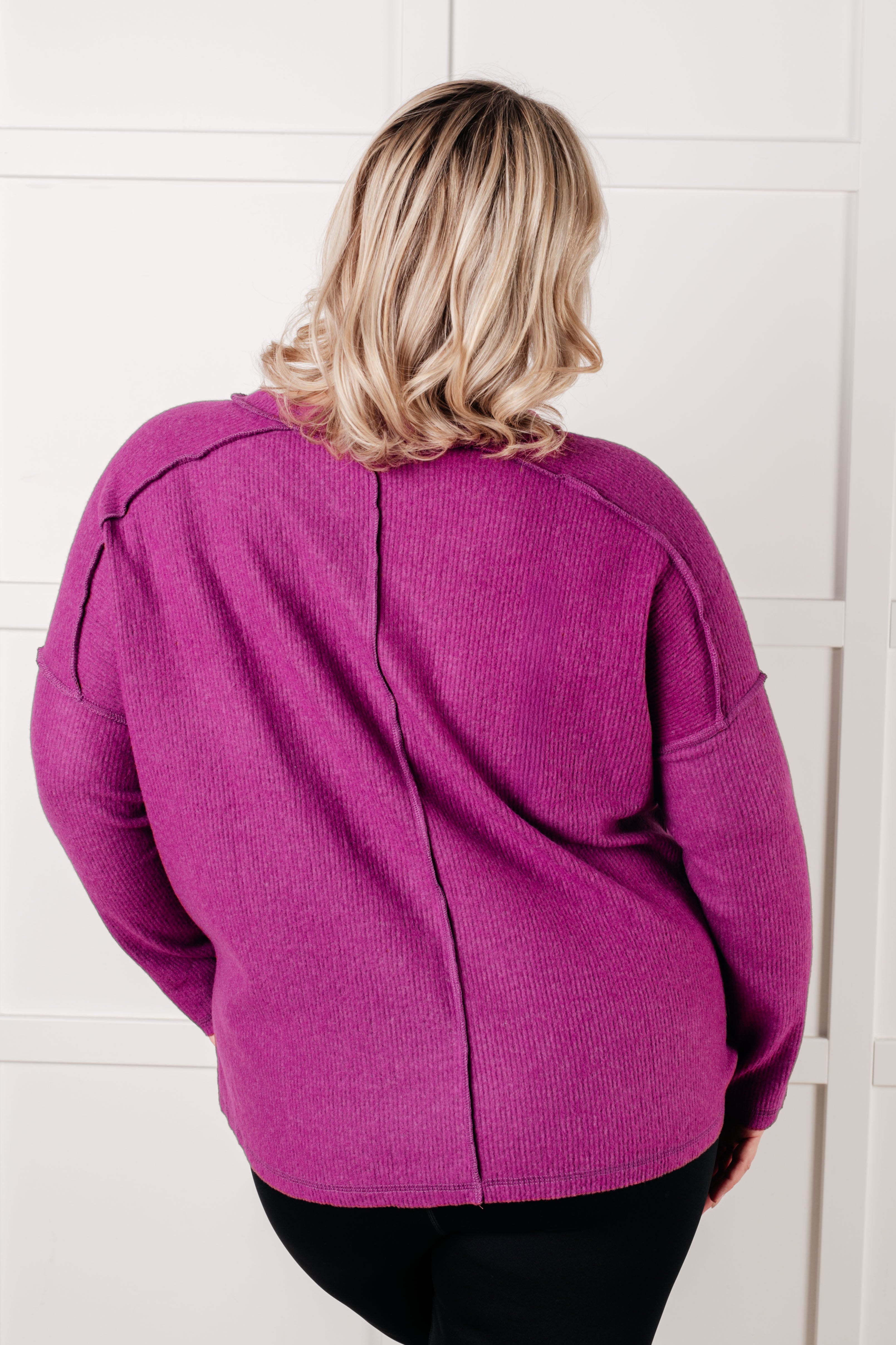 Simply Basic Ribbed Hacci Sweater in Light Plum-Tops-Stay Foxy Boutique, Florissant, Missouri