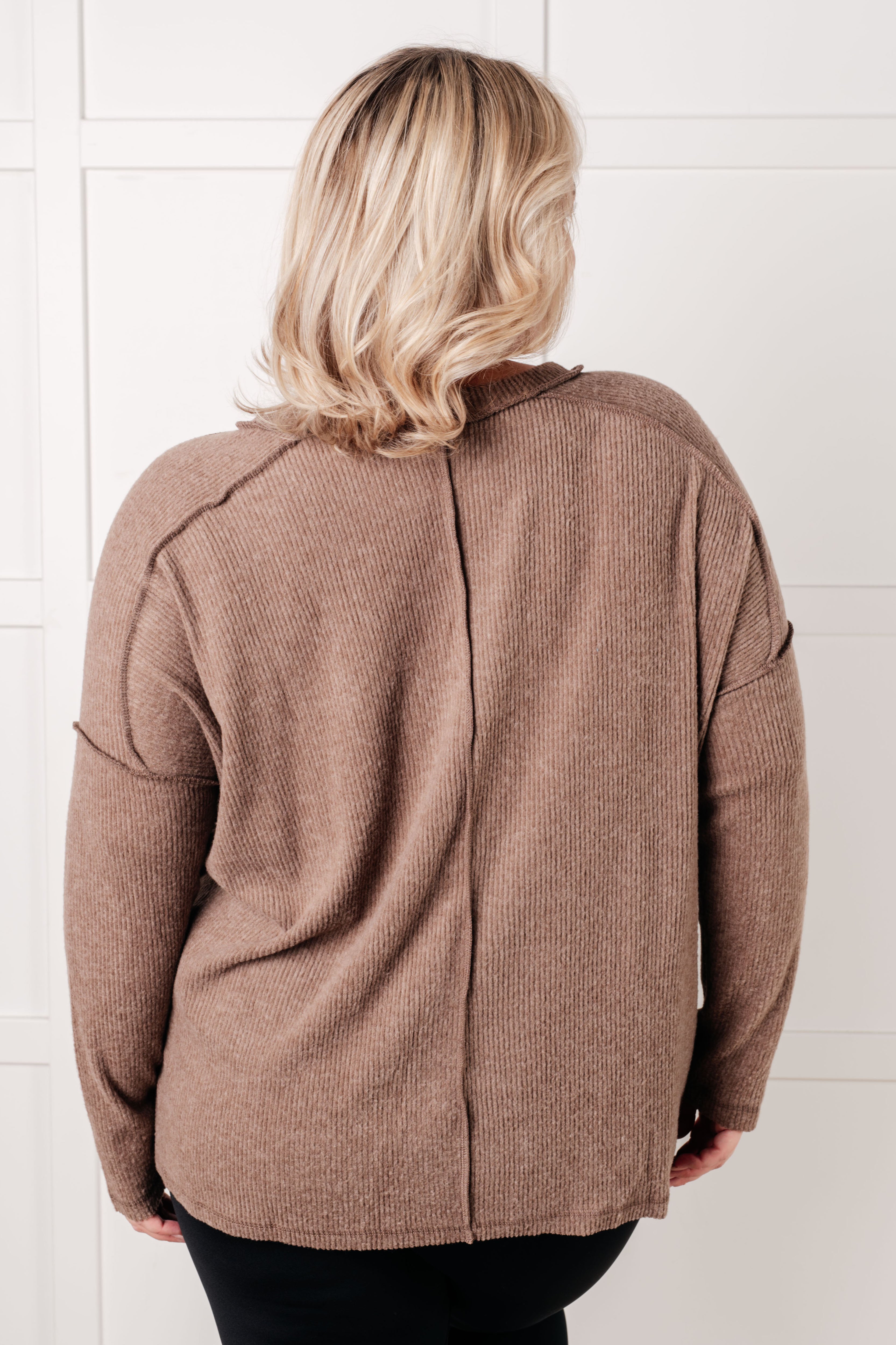 Simply Basic Ribbed Hacci Sweater in Mocha-Tops-Stay Foxy Boutique, Florissant, Missouri