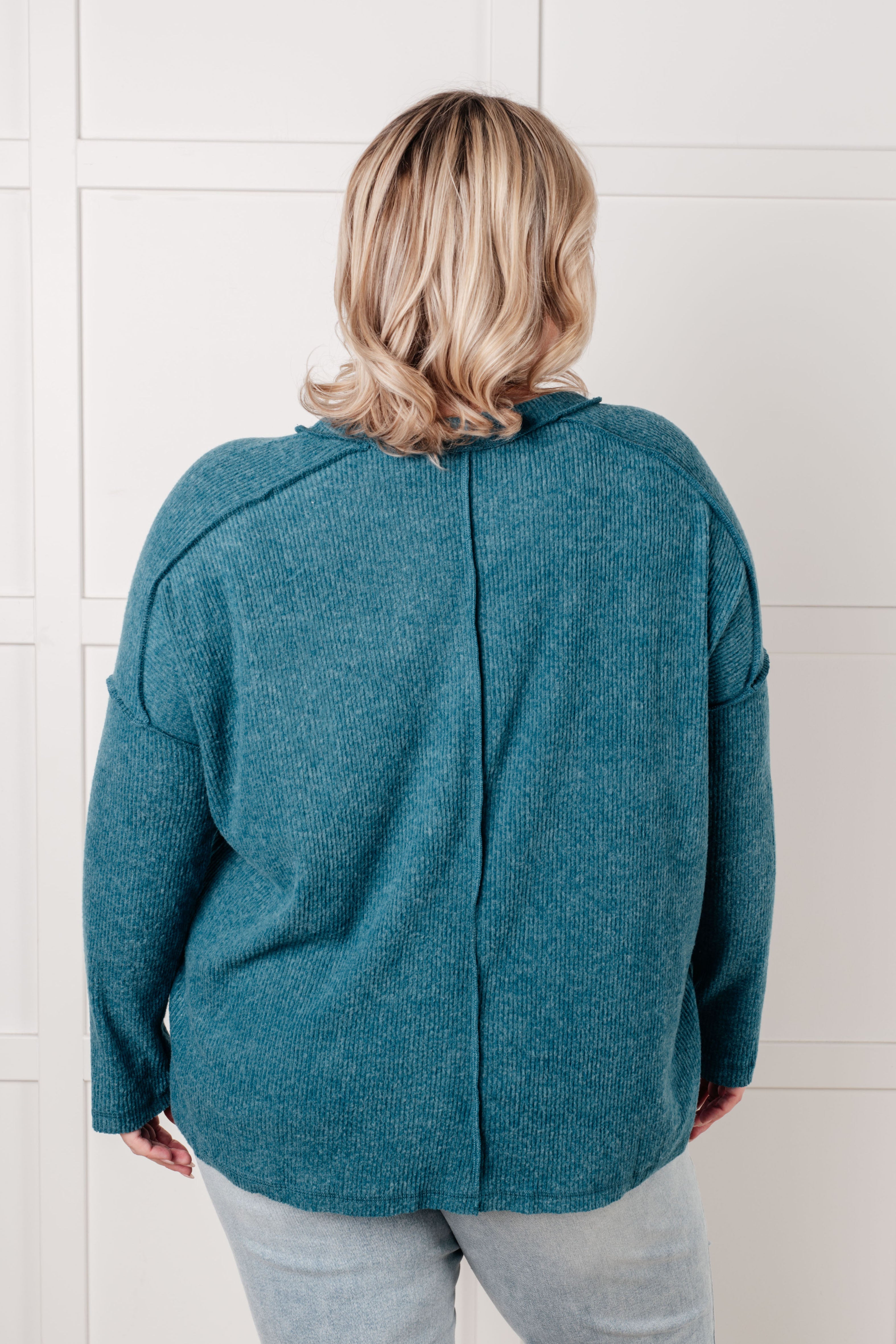 Simply Basic Ribbed Hacci Sweater in Teal-Tops-Stay Foxy Boutique, Florissant, Missouri