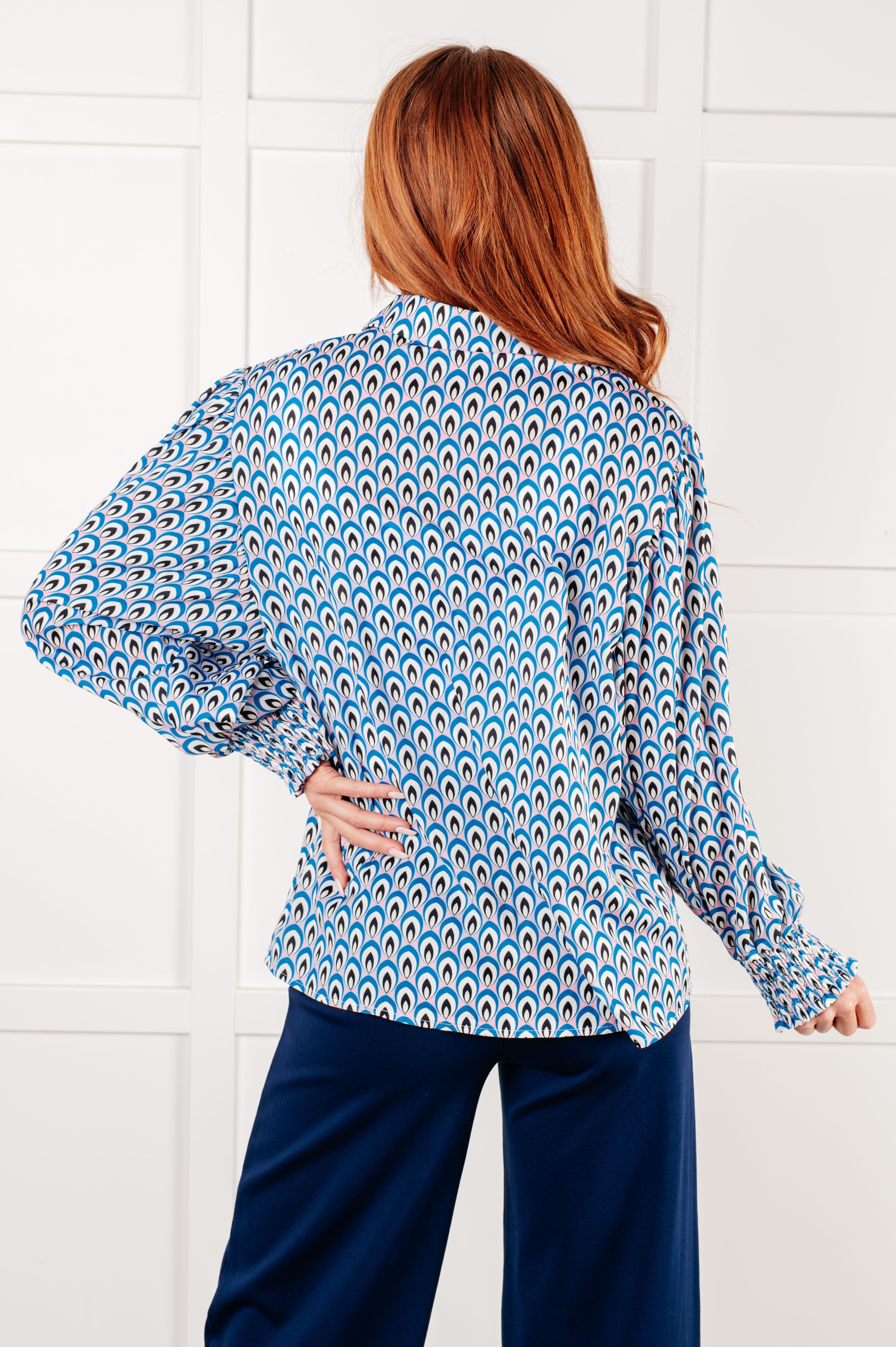 Skies Above Patterned Button Up Shirt-Tops-Stay Foxy Boutique, Florissant, Missouri
