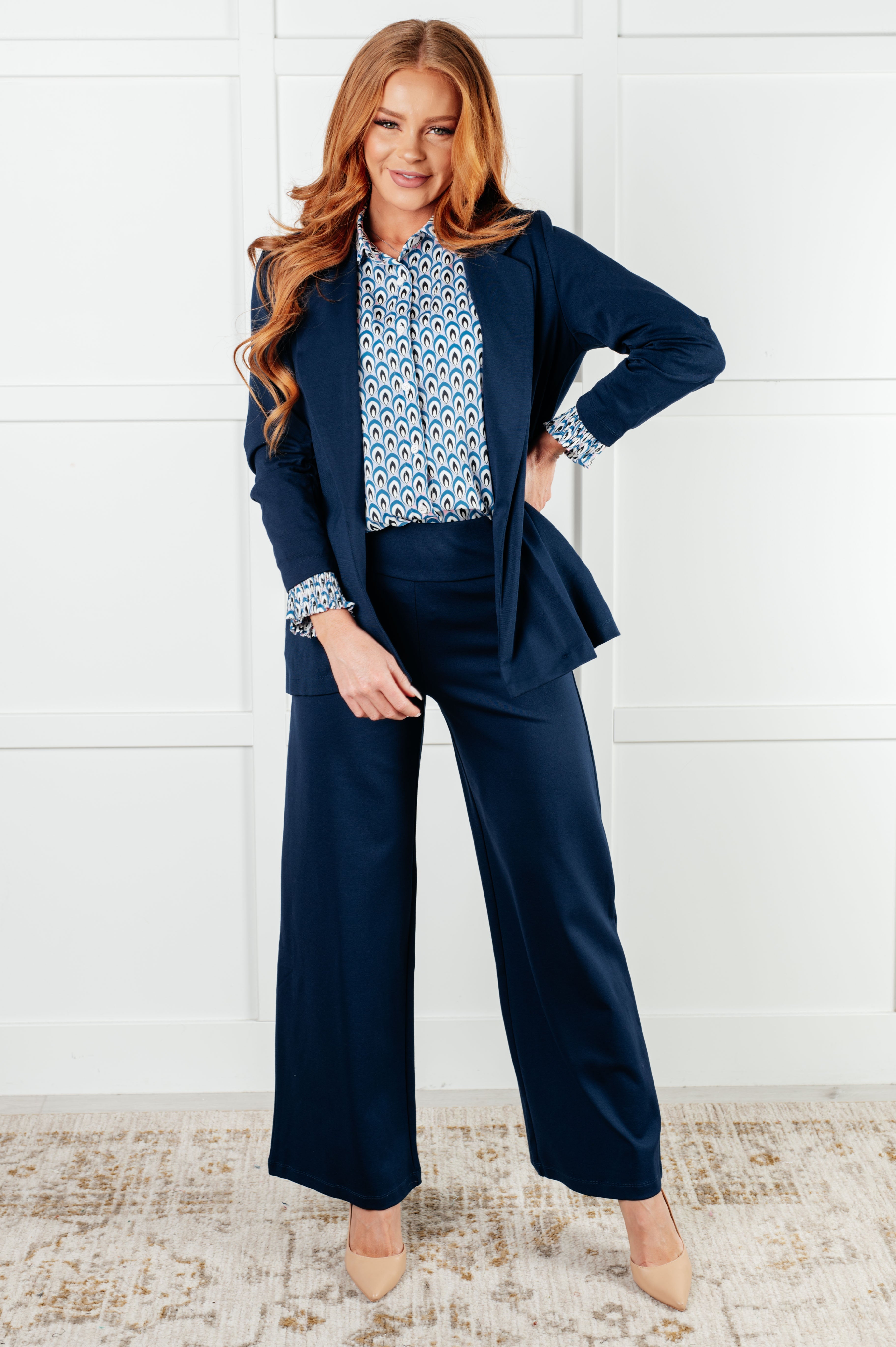 Skies Above Patterned Button Up Shirt-Tops-Stay Foxy Boutique, Florissant, Missouri