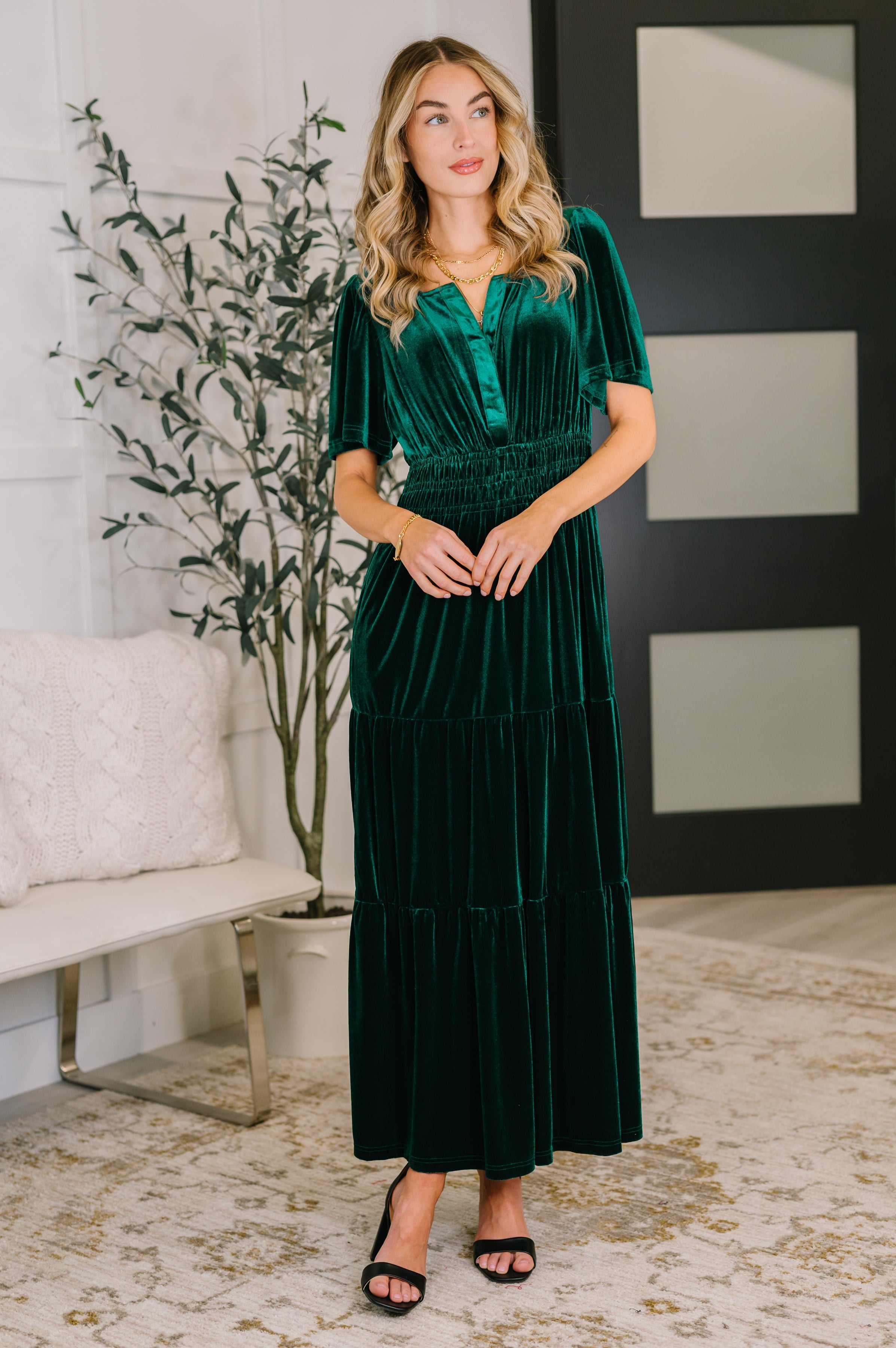 Softest Touch Velvet Tiered Dress-Womens-Stay Foxy Boutique, Florissant, Missouri