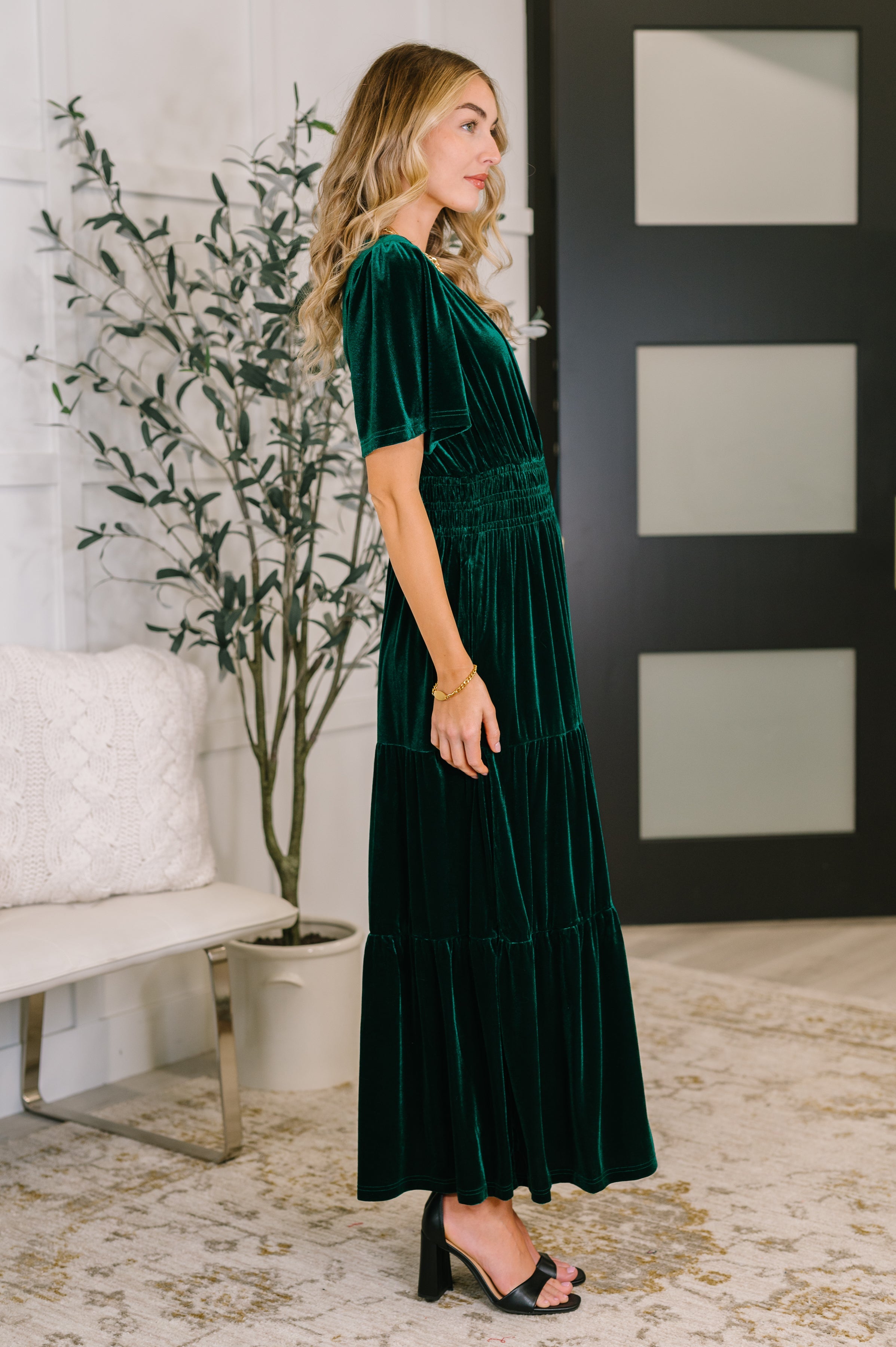 Softest Touch Velvet Tiered Dress-Womens-Stay Foxy Boutique, Florissant, Missouri