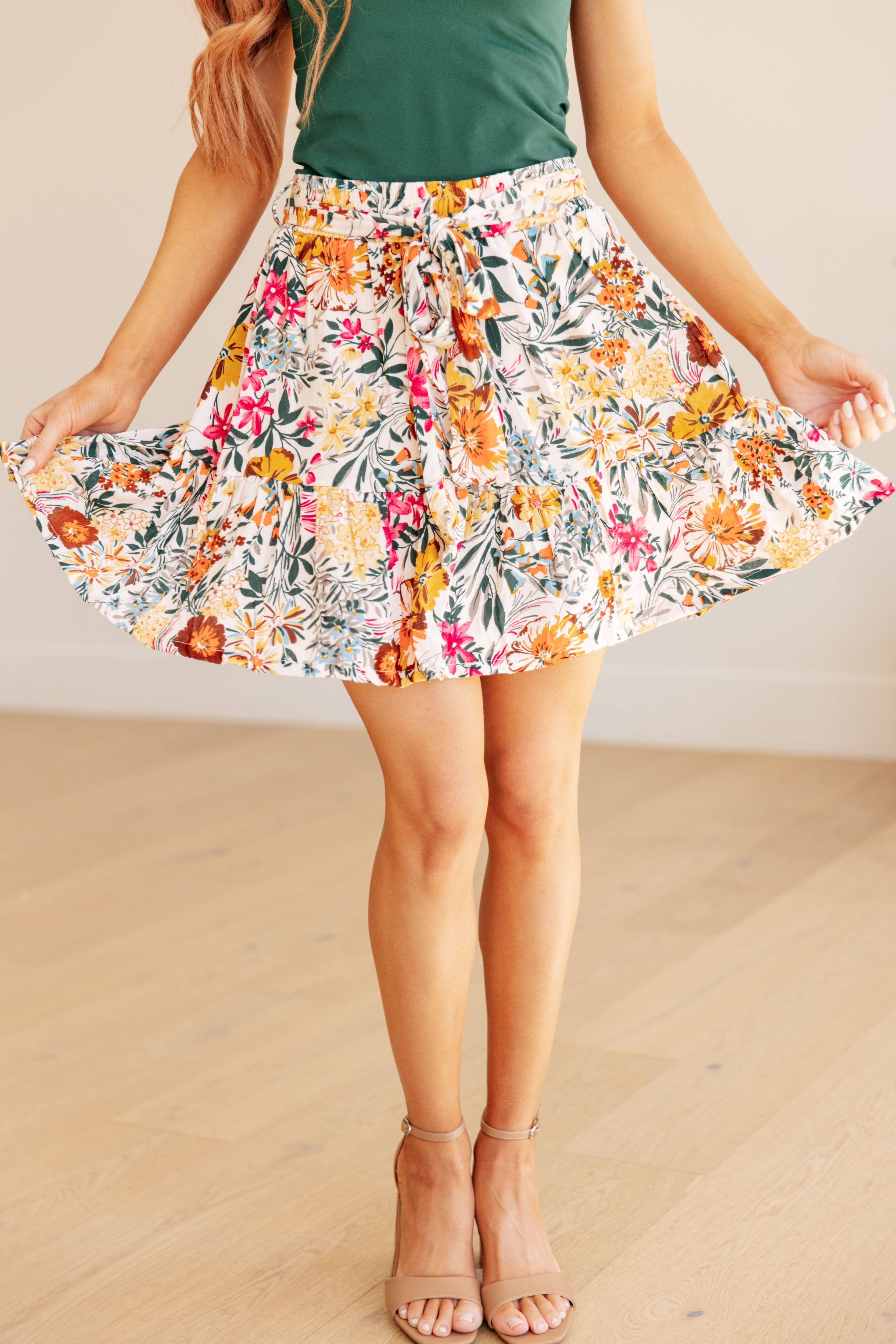 Spring Fields Floral Skirt-Womens-Stay Foxy Boutique, Florissant, Missouri