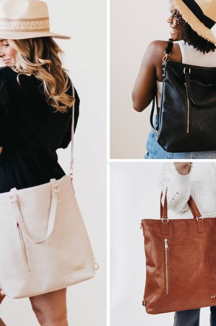 PREORDER: Upper East Side Vegan Leather Backpack & Crossbody Tote Bag in Three Colors-Womens-Stay Foxy Boutique, Florissant, Missouri