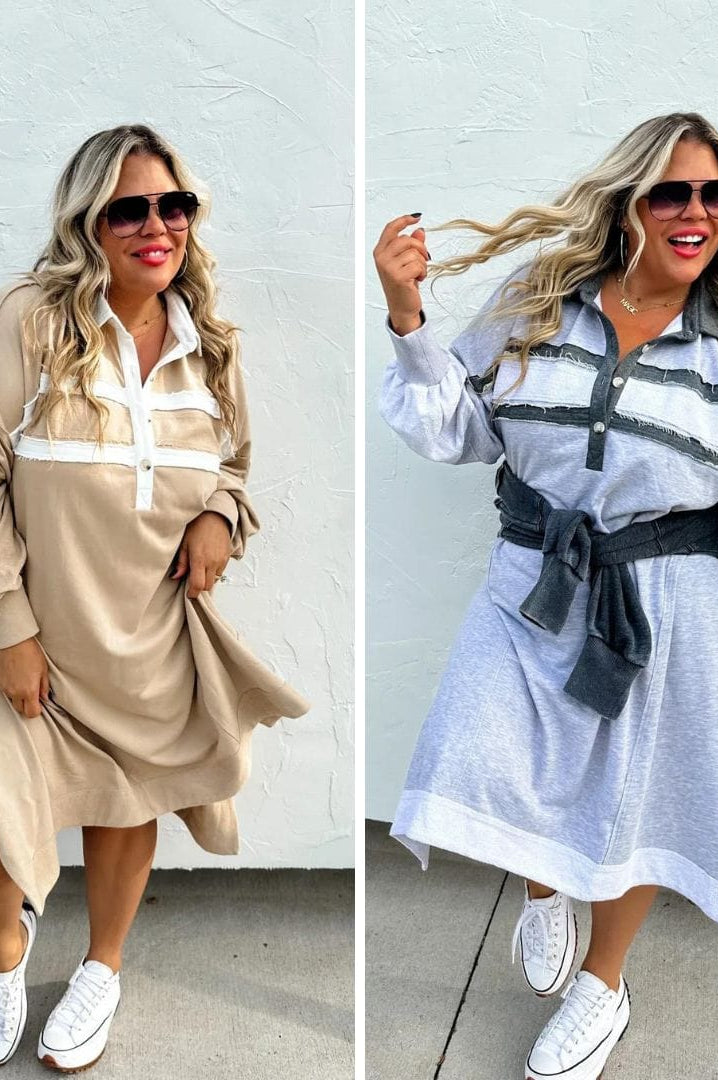 PREORDER: Varsity Jersey Dress in Two Colors-Womens-Stay Foxy Boutique, Florissant, Missouri