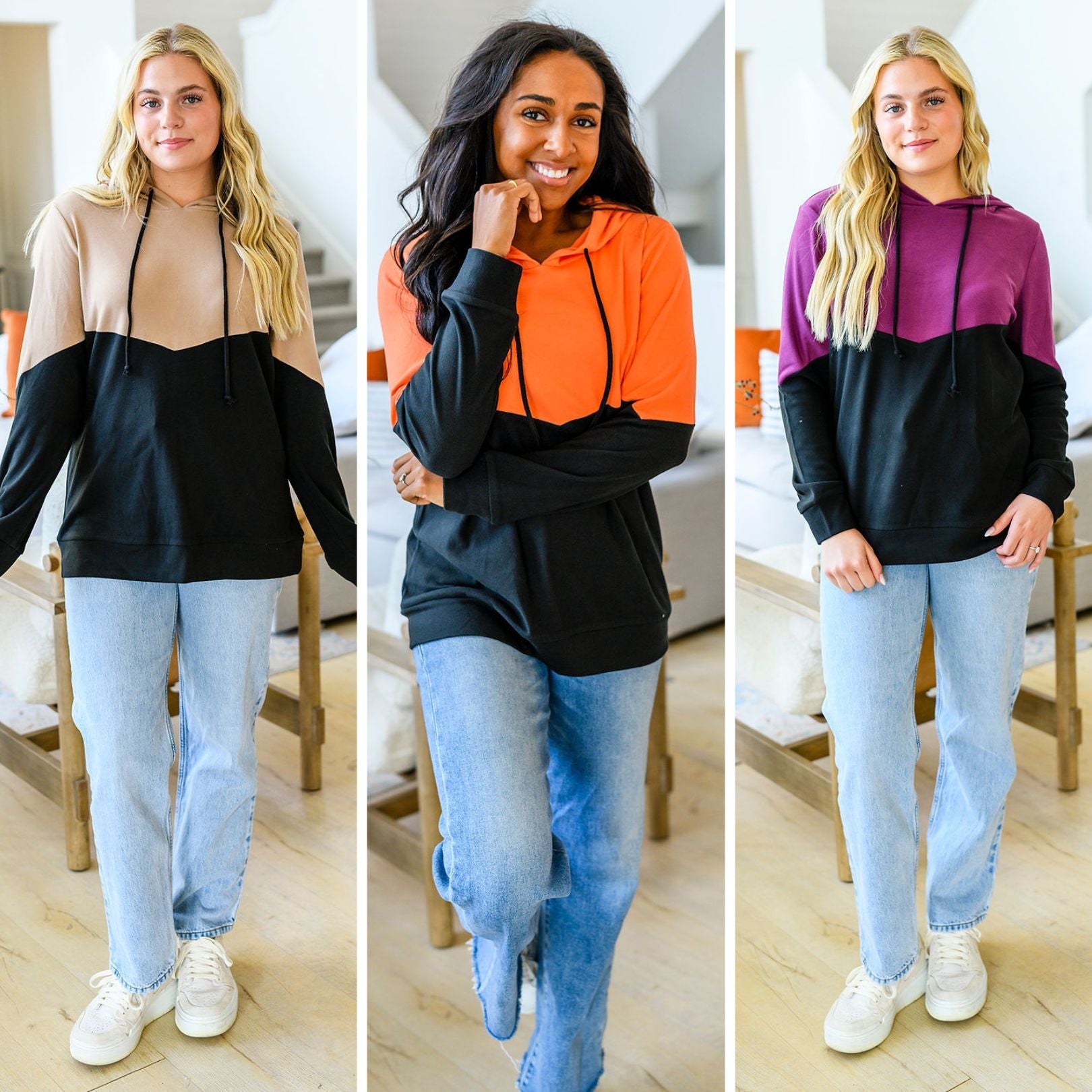 PREORDER: Tara Color Block Hoodie in Three Colors-Womens-Stay Foxy Boutique, Florissant, Missouri