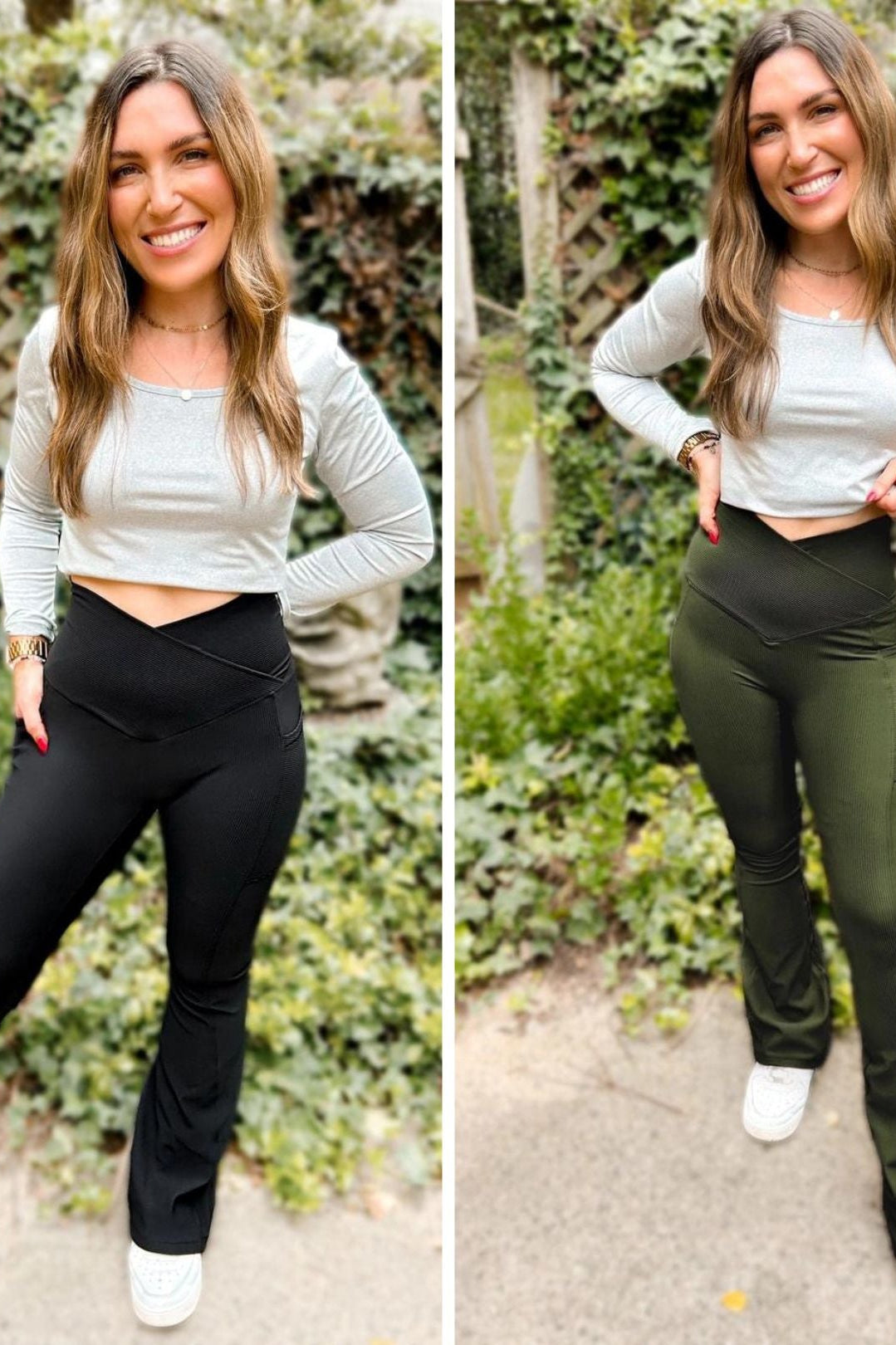 PREORDER: Max Sculpt Ribbed Flare Leggings in Two Colors-Womens-Stay Foxy Boutique, Florissant, Missouri