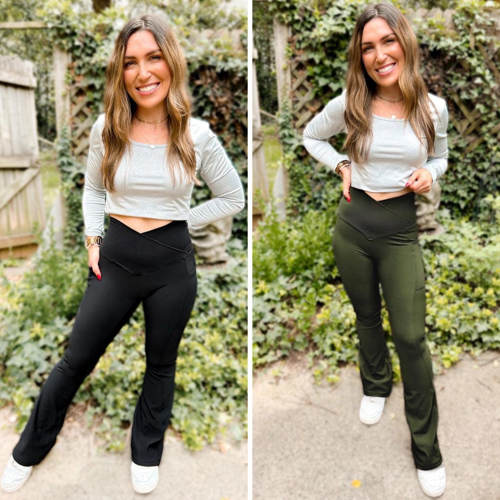 PREORDER: Max Sculpt Ribbed Flare Leggings in Two Colors-Womens-Stay Foxy Boutique, Florissant, Missouri