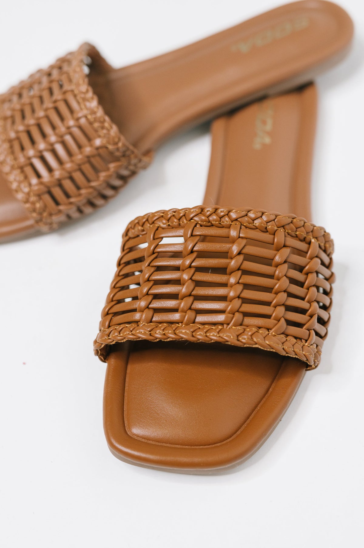 Stair Cognac Woven Slip On Sandal-Womens-Stay Foxy Boutique, Florissant, Missouri