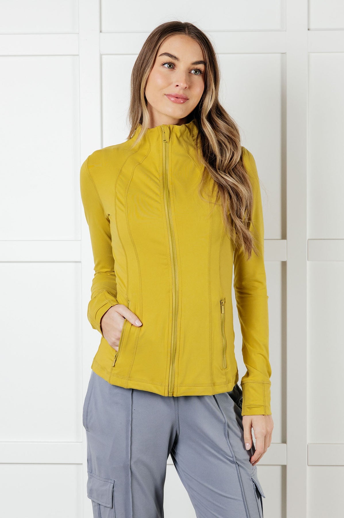 Staying Swift Activewear Jacket in Yellow Pear-Layers-Stay Foxy Boutique, Florissant, Missouri