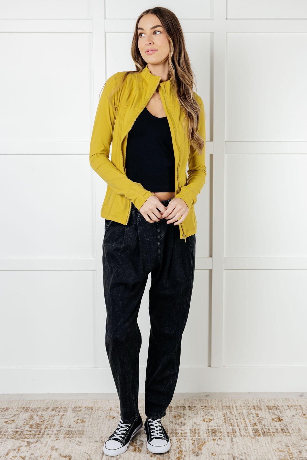 Staying Swift Activewear Jacket in Yellow Pear-Layers-Stay Foxy Boutique, Florissant, Missouri