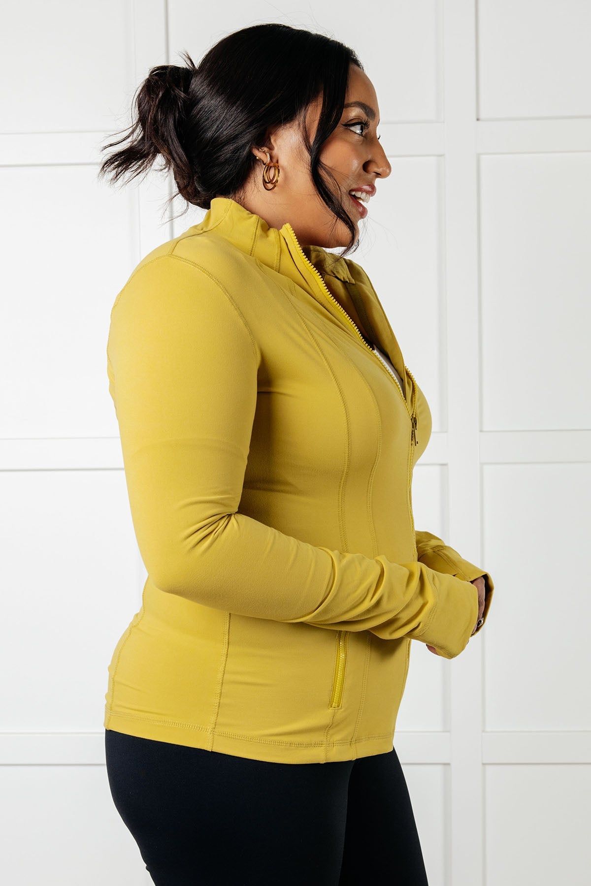 Staying Swift Activewear Jacket in Yellow Pear-Layers-Stay Foxy Boutique, Florissant, Missouri