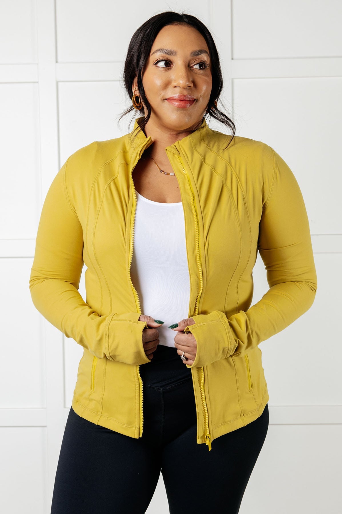Staying Swift Activewear Jacket in Yellow Pear-Layers-Stay Foxy Boutique, Florissant, Missouri