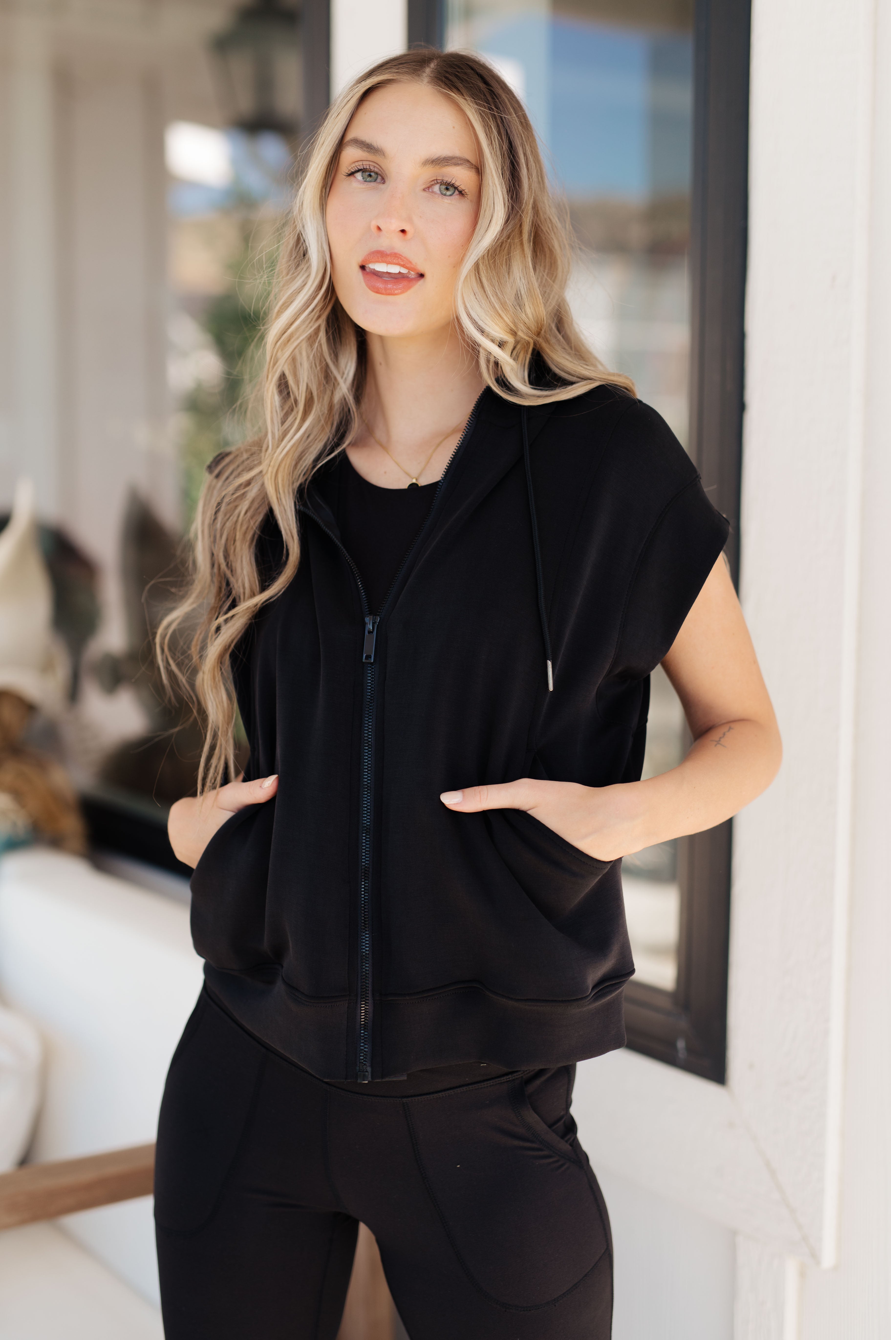 Still Moving Sleeveless Hoodie-Tops-Stay Foxy Boutique, Florissant, Missouri