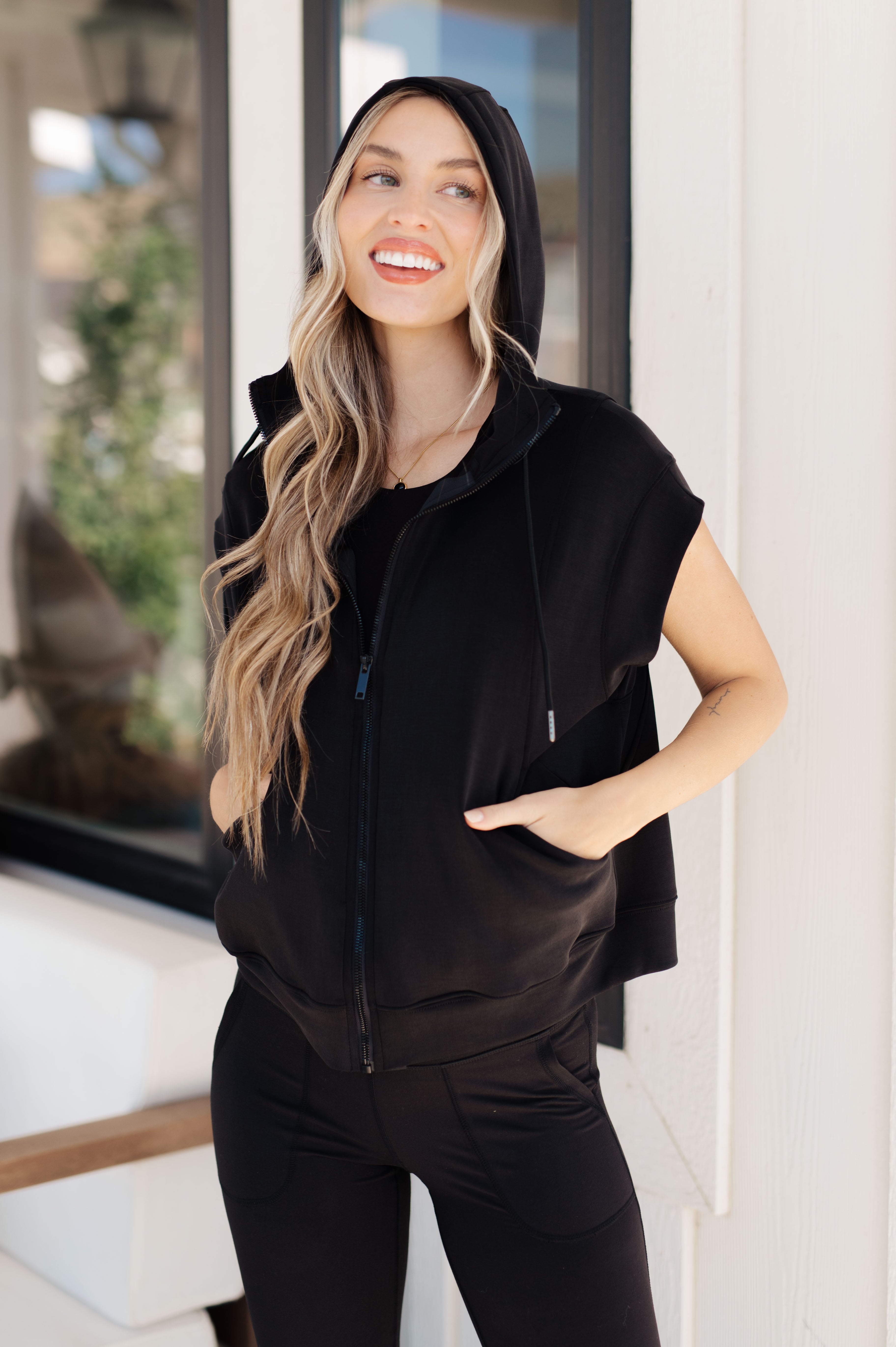 Still Moving Sleeveless Hoodie-Tops-Stay Foxy Boutique, Florissant, Missouri