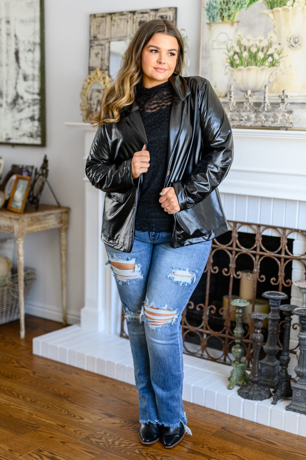 Streets of Dublin Faux Leather Blazer-Womens-Stay Foxy Boutique, Florissant, Missouri