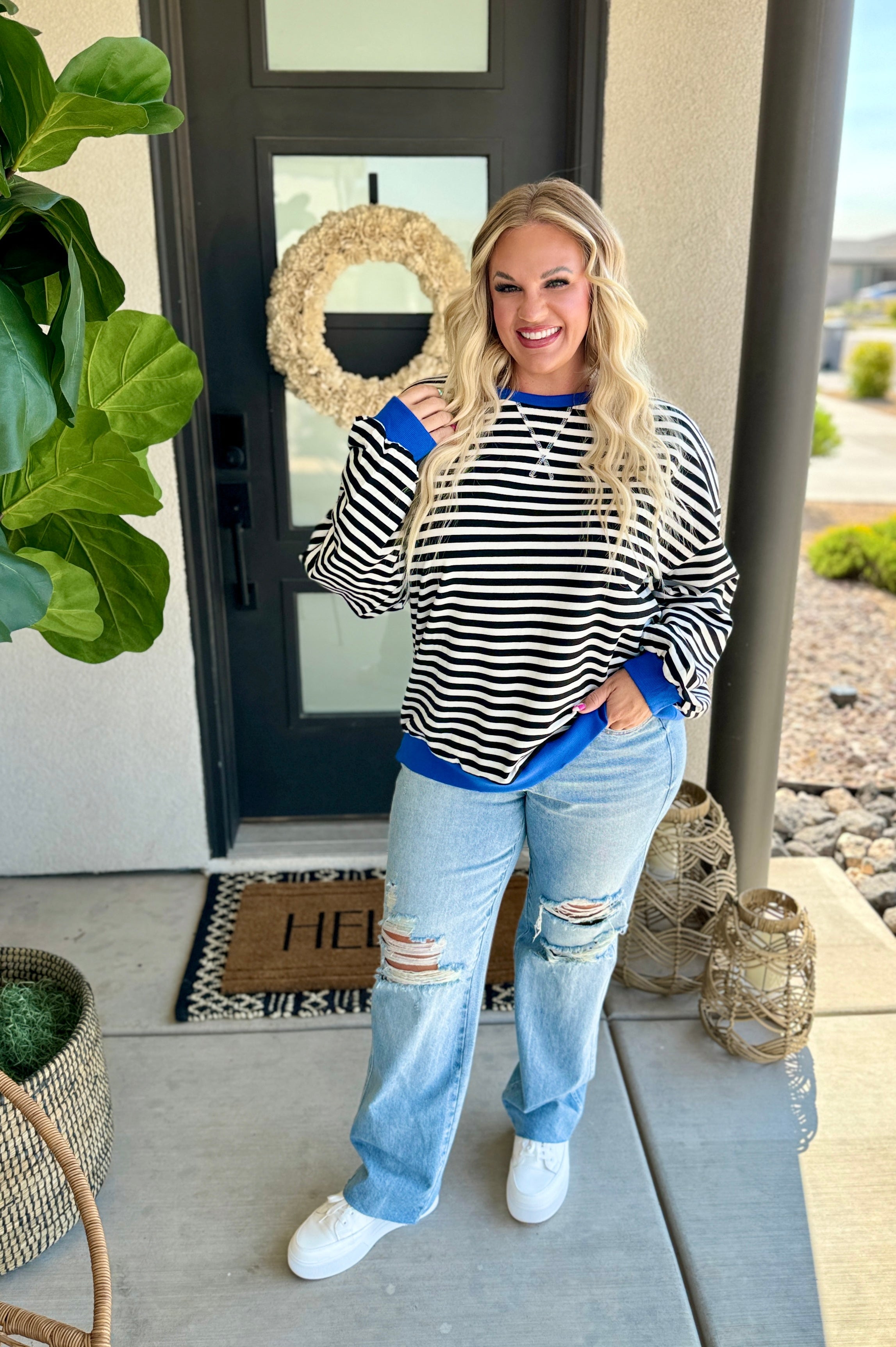 PREORDER: Larson Contrast Pullover in Black/White-Womens-Stay Foxy Boutique, Florissant, Missouri