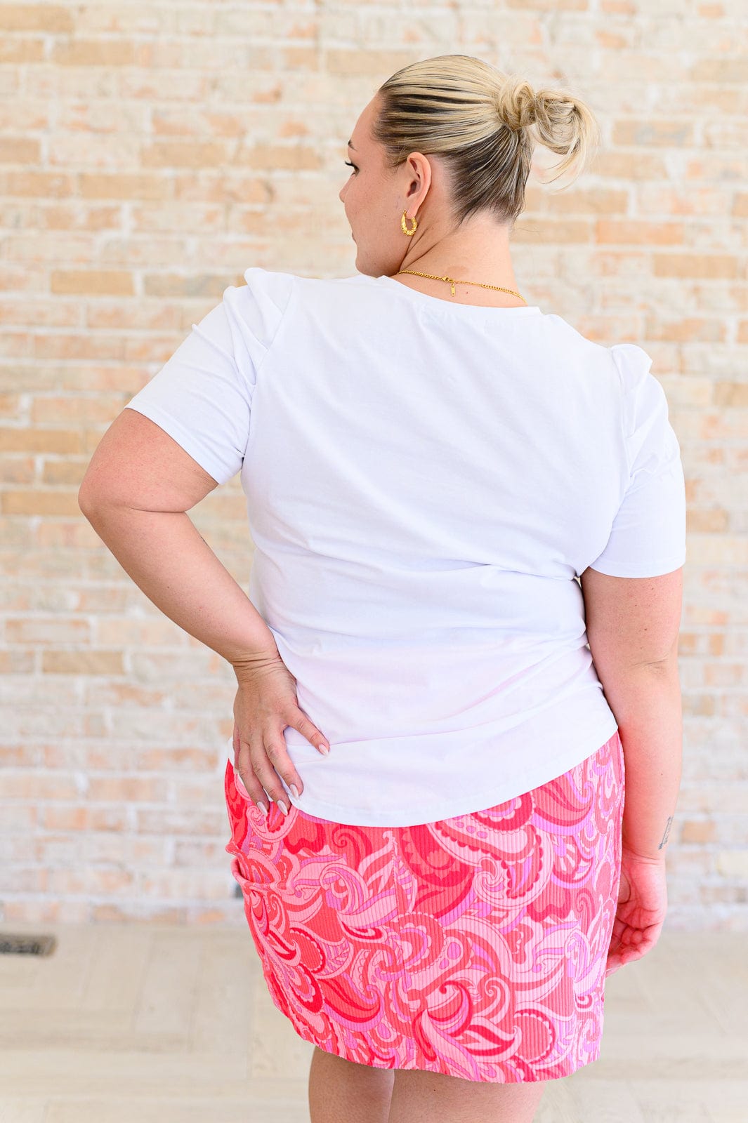 Strong Enough Puff Sleeve Tee In White-Tops-Stay Foxy Boutique, Florissant, Missouri