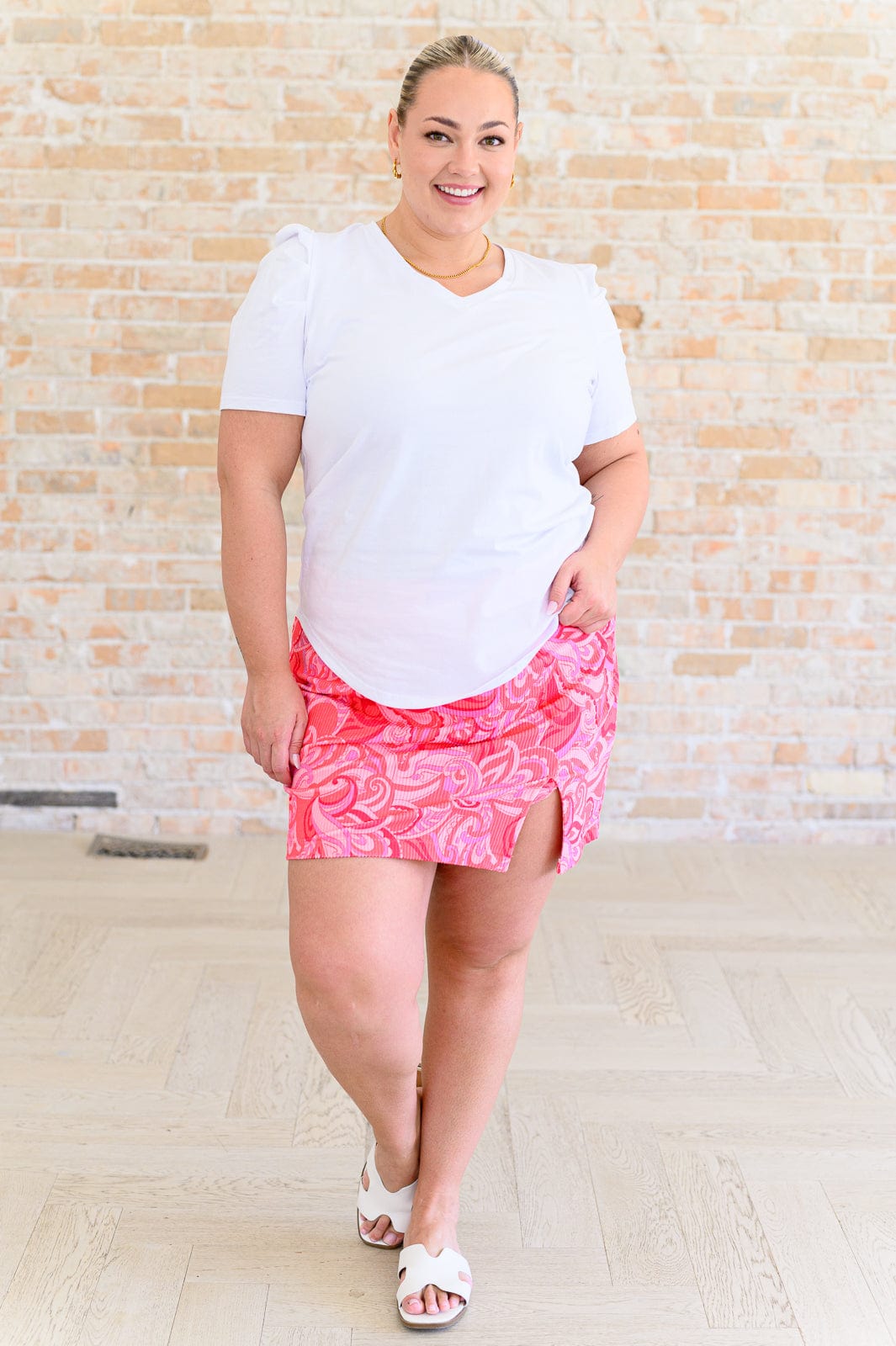 Strong Enough Puff Sleeve Tee In White-Tops-Stay Foxy Boutique, Florissant, Missouri