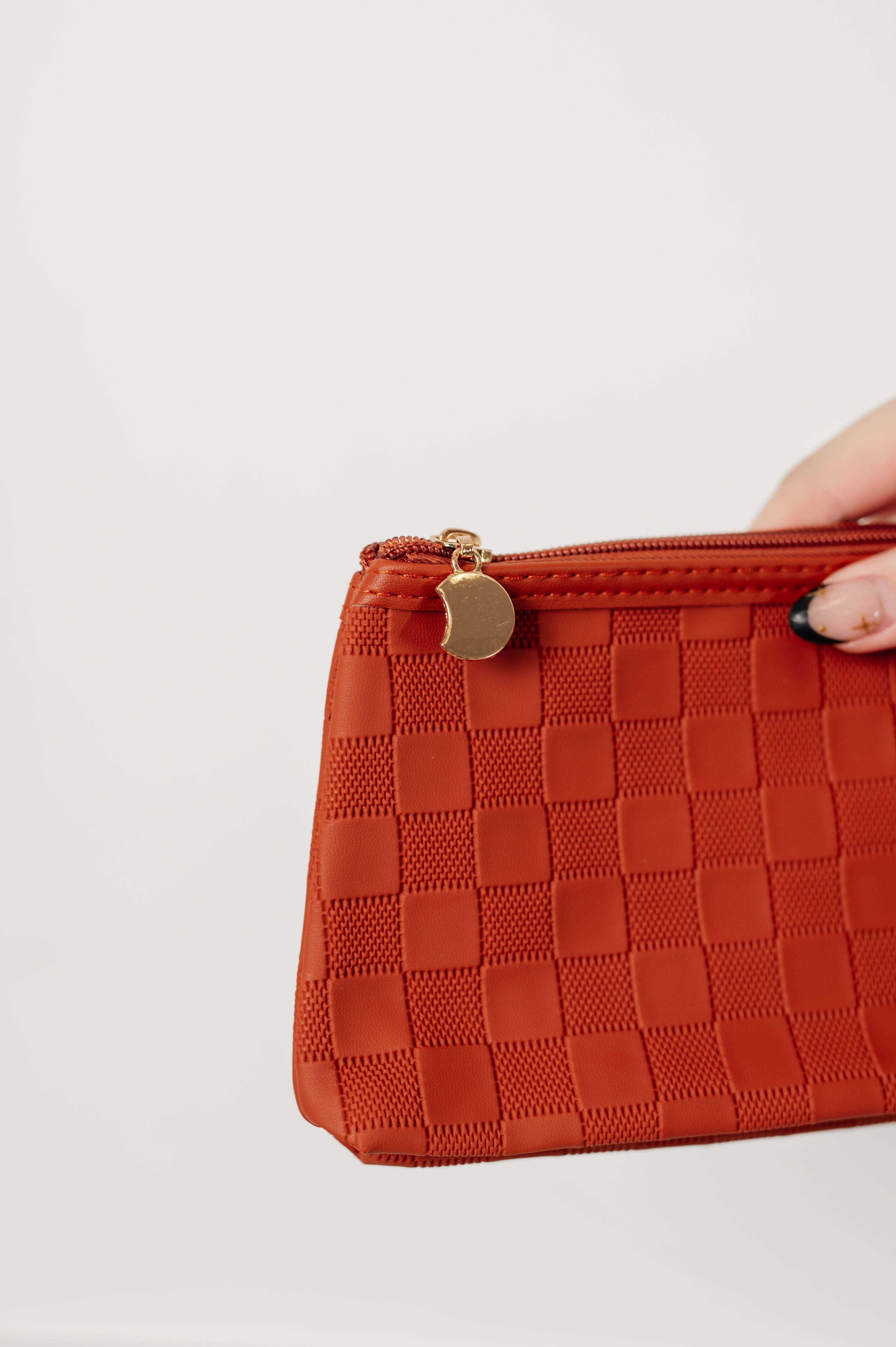 Subtly Checked Cosmetic Bags set of 4 in Brown-Accessories-Stay Foxy Boutique, Florissant, Missouri