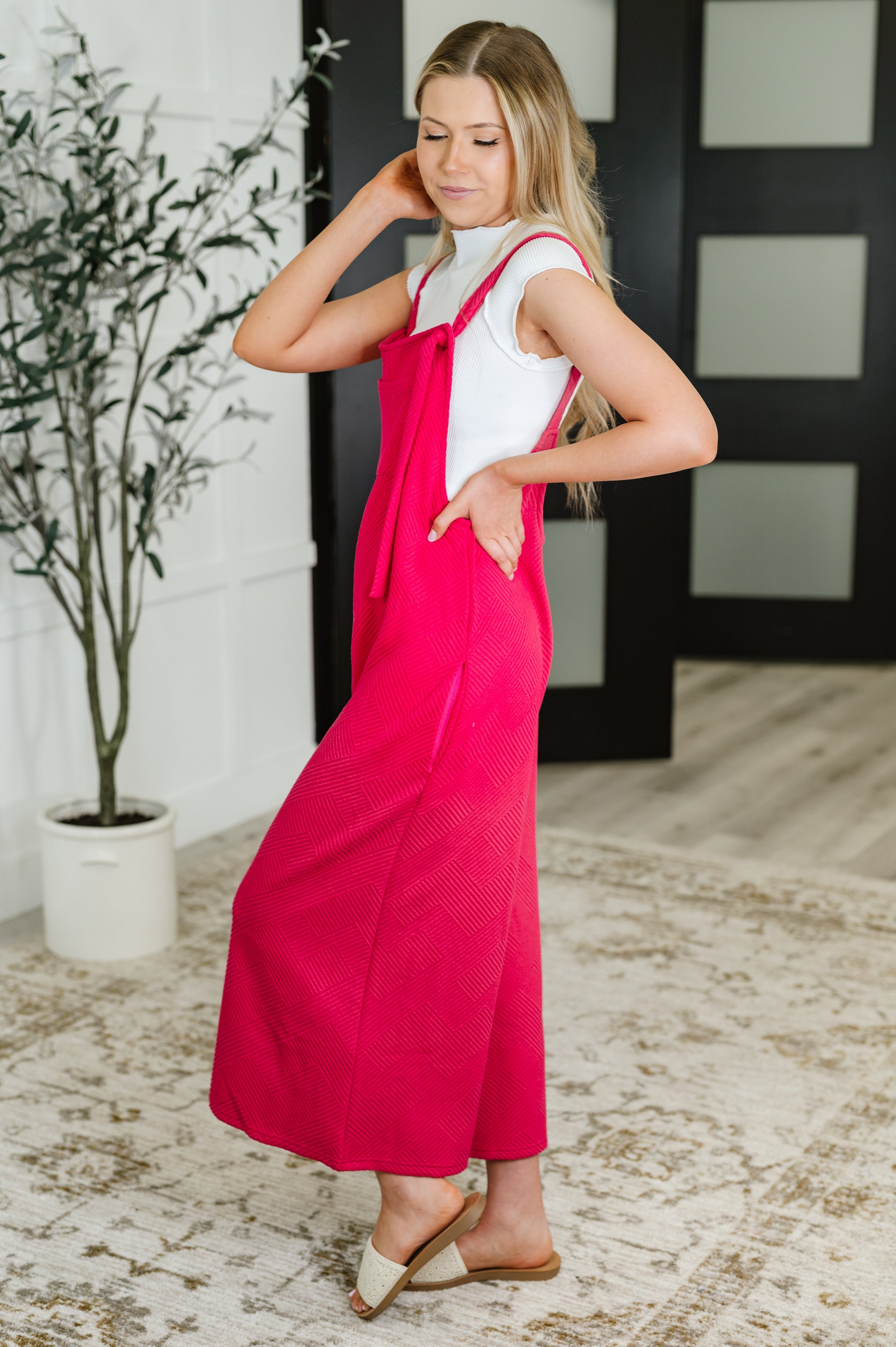 Suit Yourself Adjustable Strap Jumpsuit in Pink-Womens-Stay Foxy Boutique, Florissant, Missouri