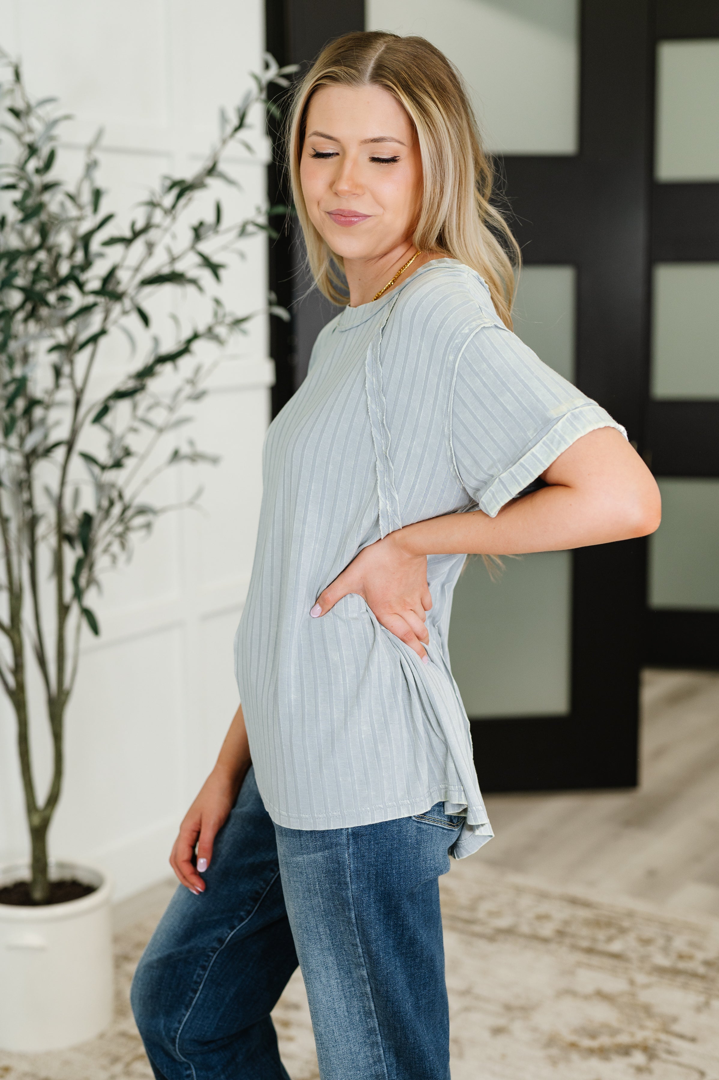Sunday's Bestie Mineral Wash Top in Light Grey-Womens-Stay Foxy Boutique, Florissant, Missouri