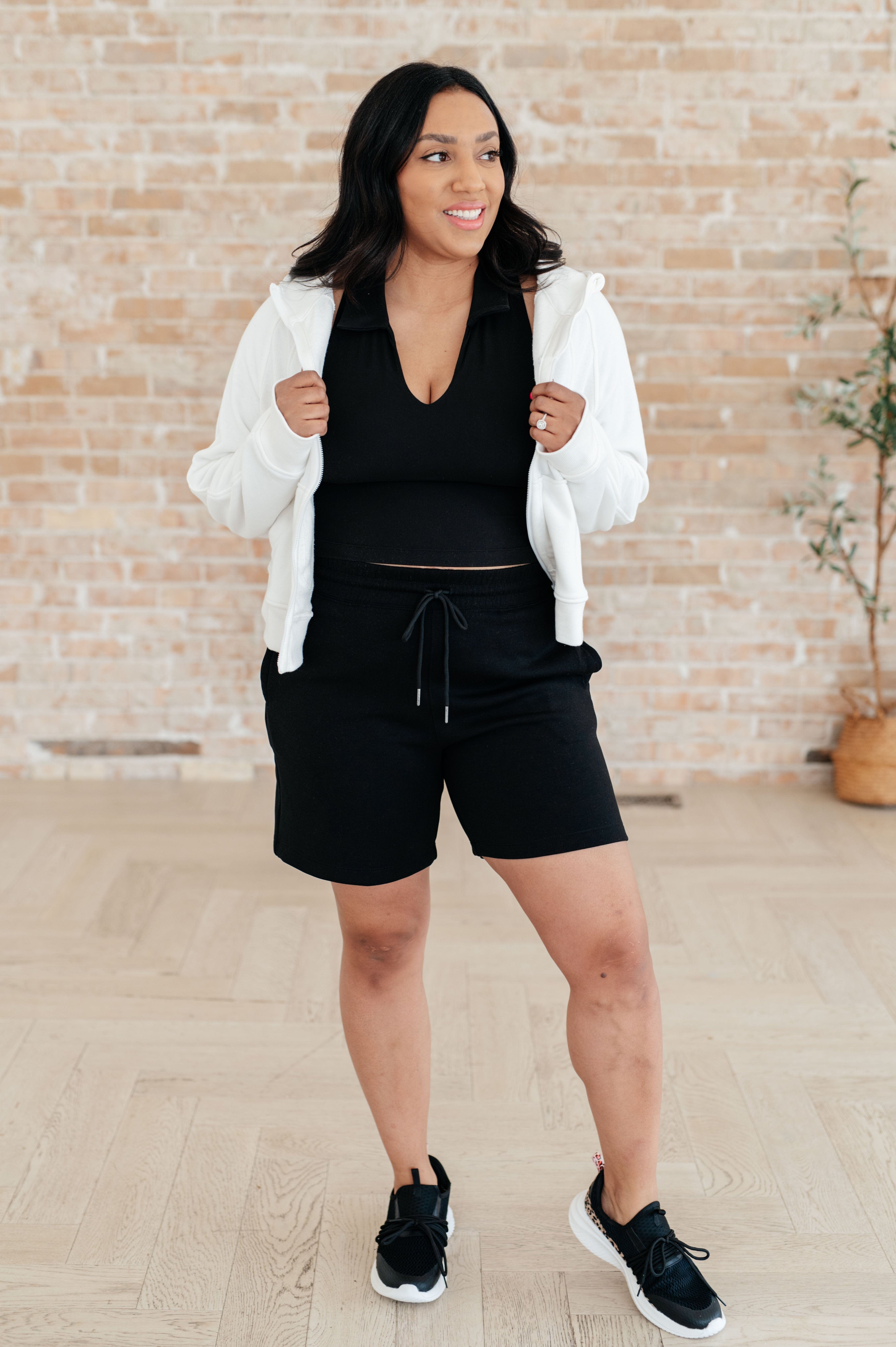 Settle In Dad Shorts in Black-Athleisure-Stay Foxy Boutique, Florissant, Missouri