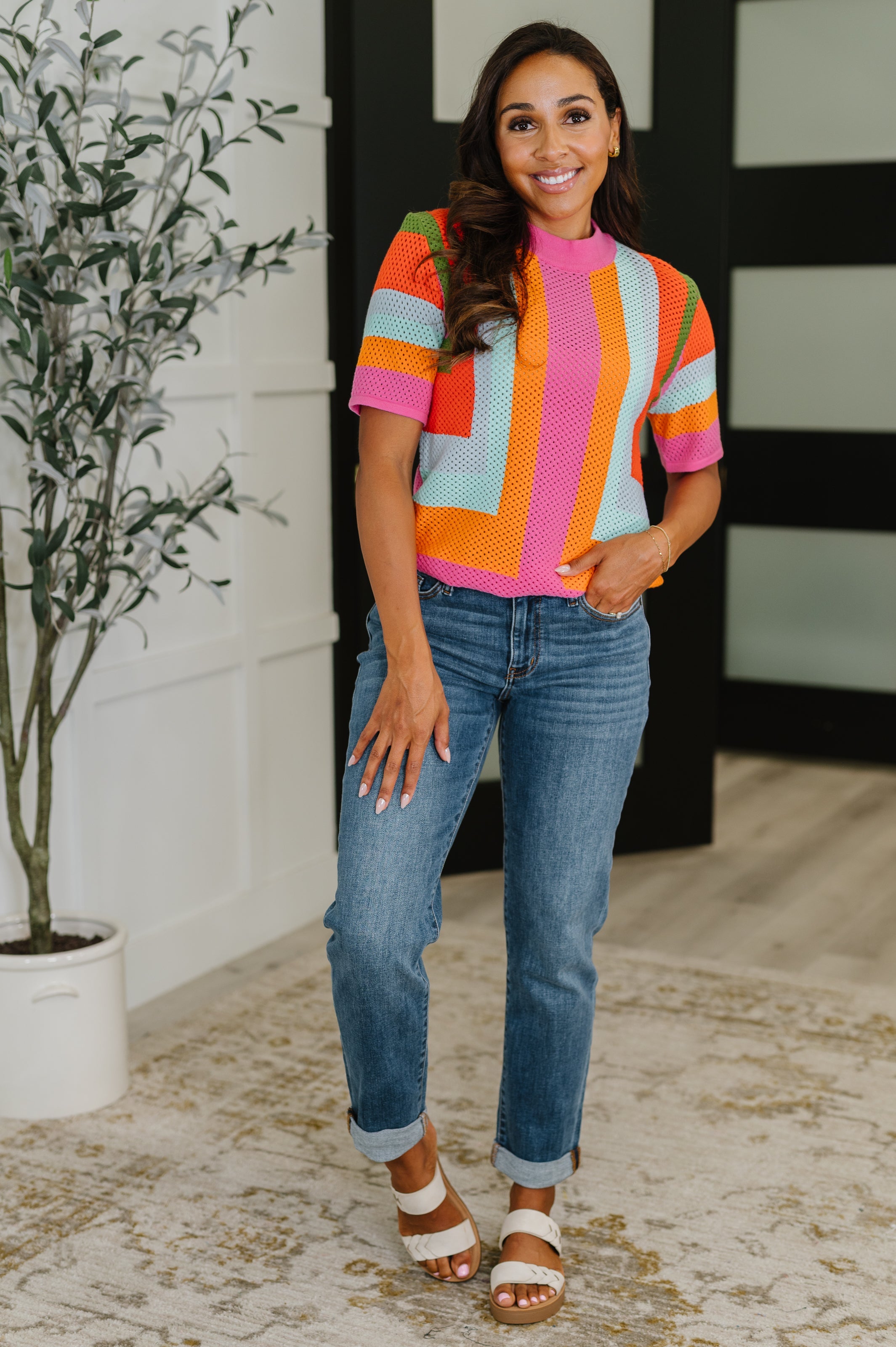 Sunset Stitch Knit Top-Womens-Stay Foxy Boutique, Florissant, Missouri