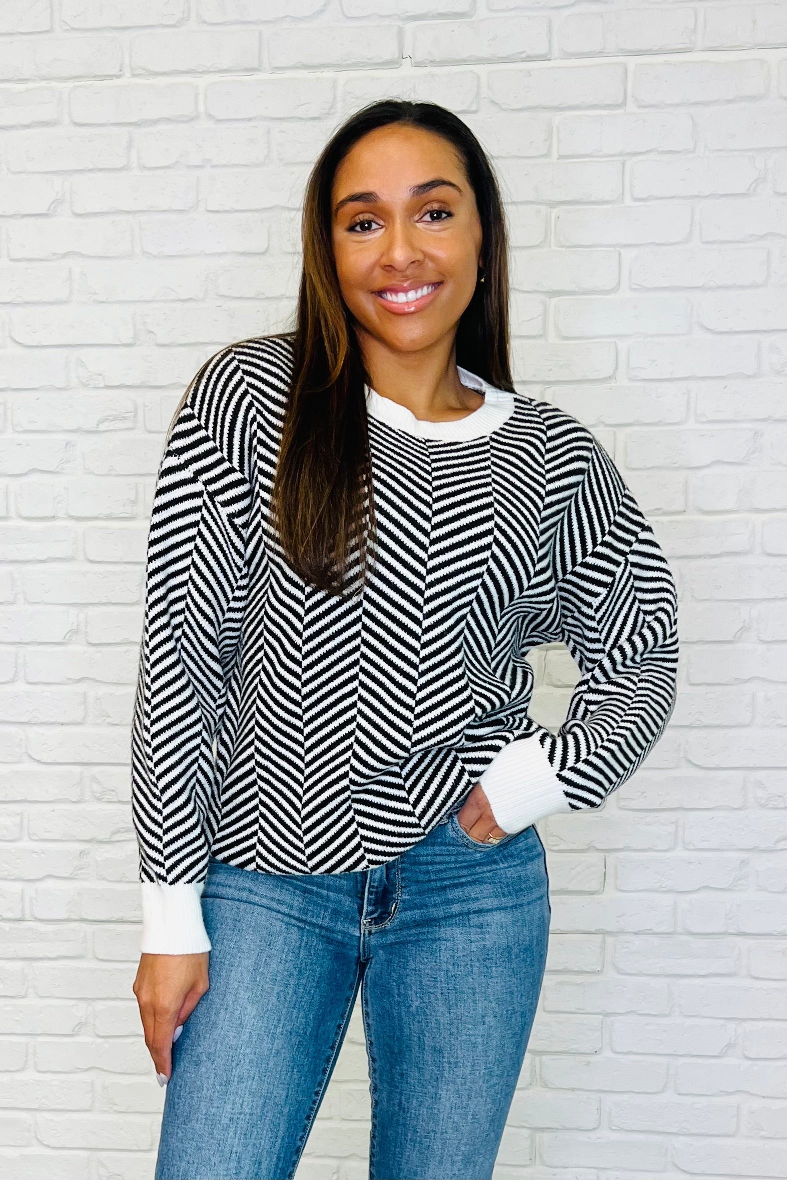 Super Secret Chevron Sweater-Womens-Stay Foxy Boutique, Florissant, Missouri