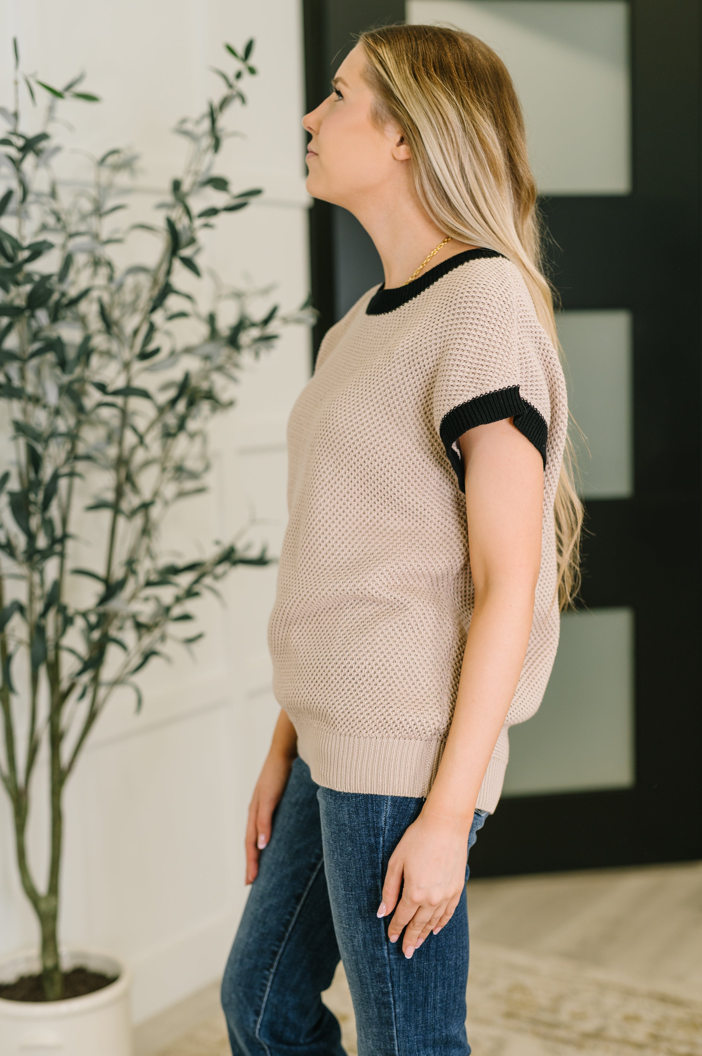 Sure Seems Sweet Contrast Trim Sleeveless Sweater-Womens-Stay Foxy Boutique, Florissant, Missouri