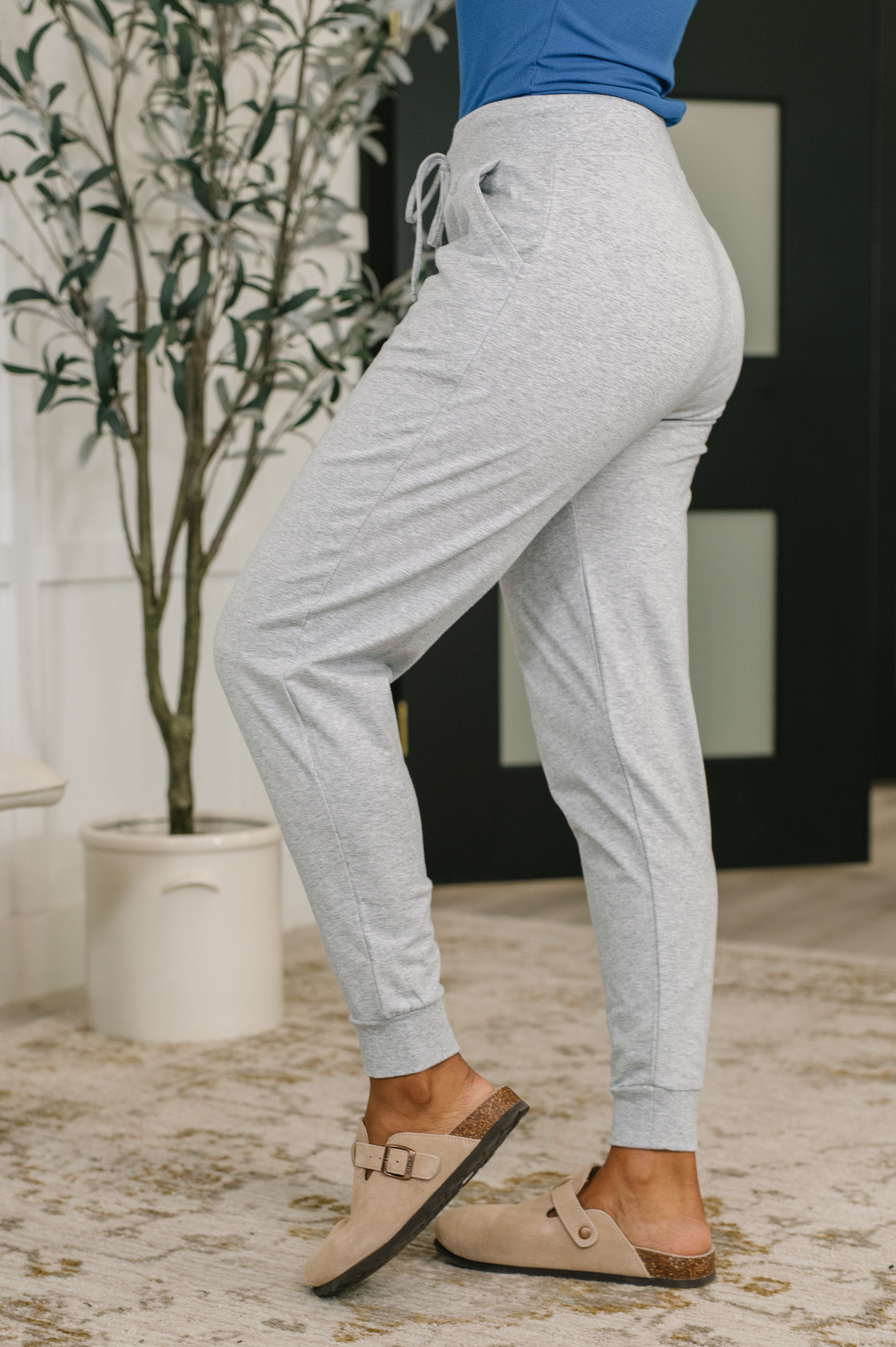 Sweat It High Waisted Joggers in Heather Grey-Womens-Stay Foxy Boutique, Florissant, Missouri