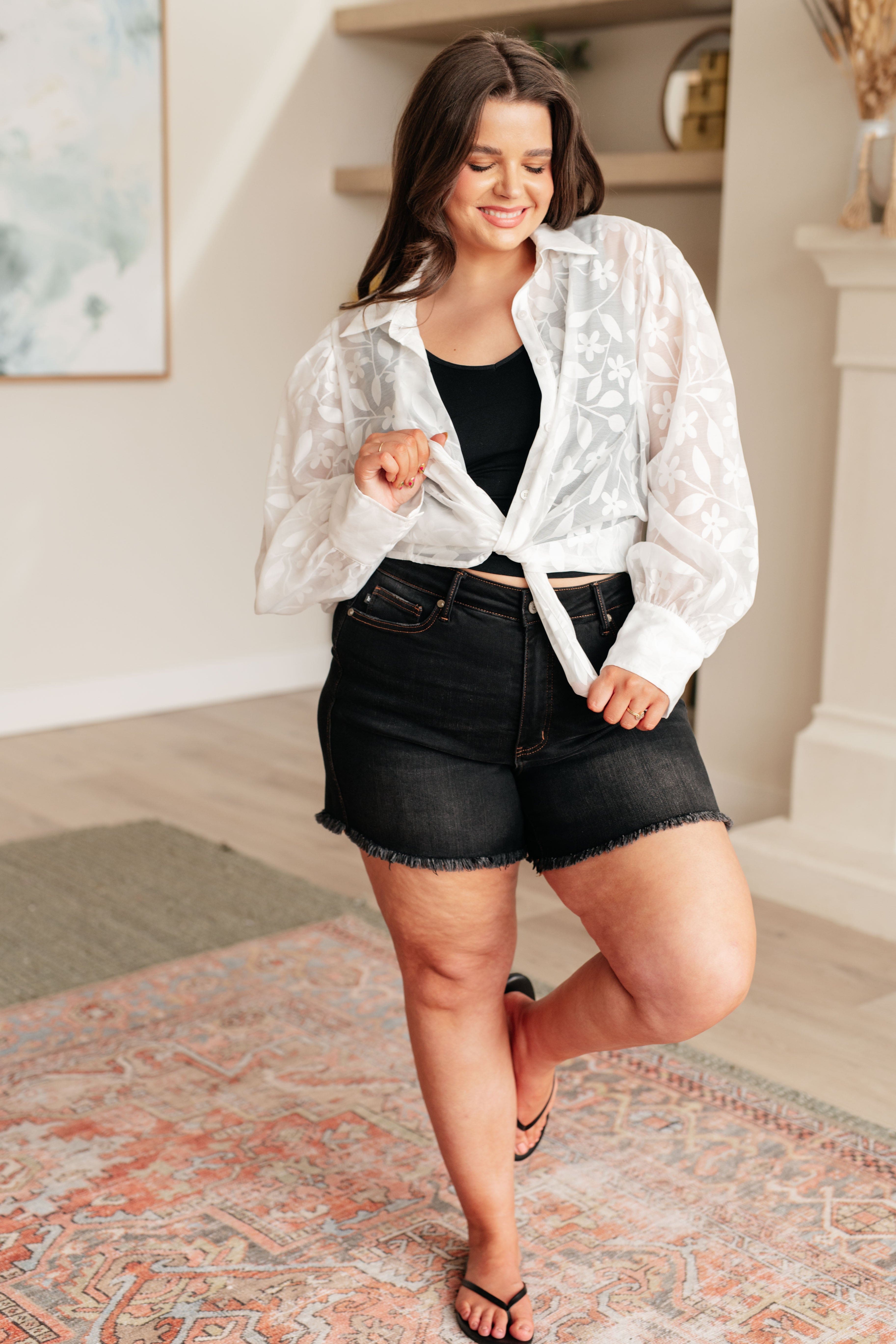 Sweet Serotonin Lace Button Up-Tops-Stay Foxy Boutique, Florissant, Missouri