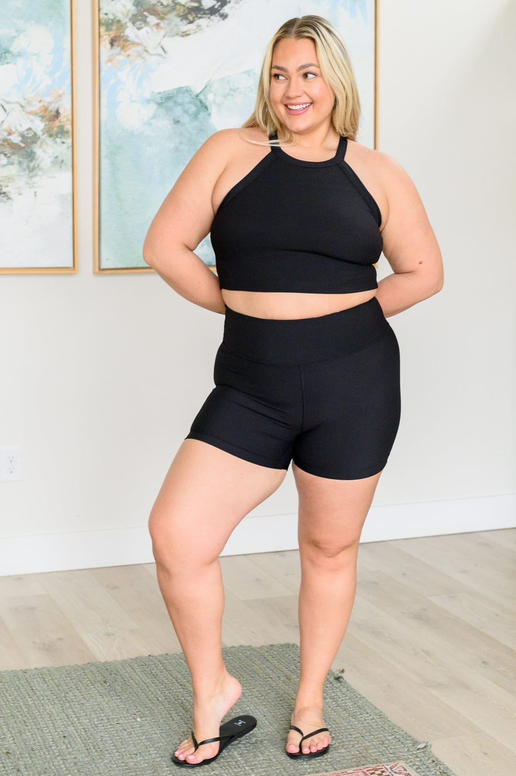 Sweet Thang Cropped Tank in Black-Athleisure-Stay Foxy Boutique, Florissant, Missouri